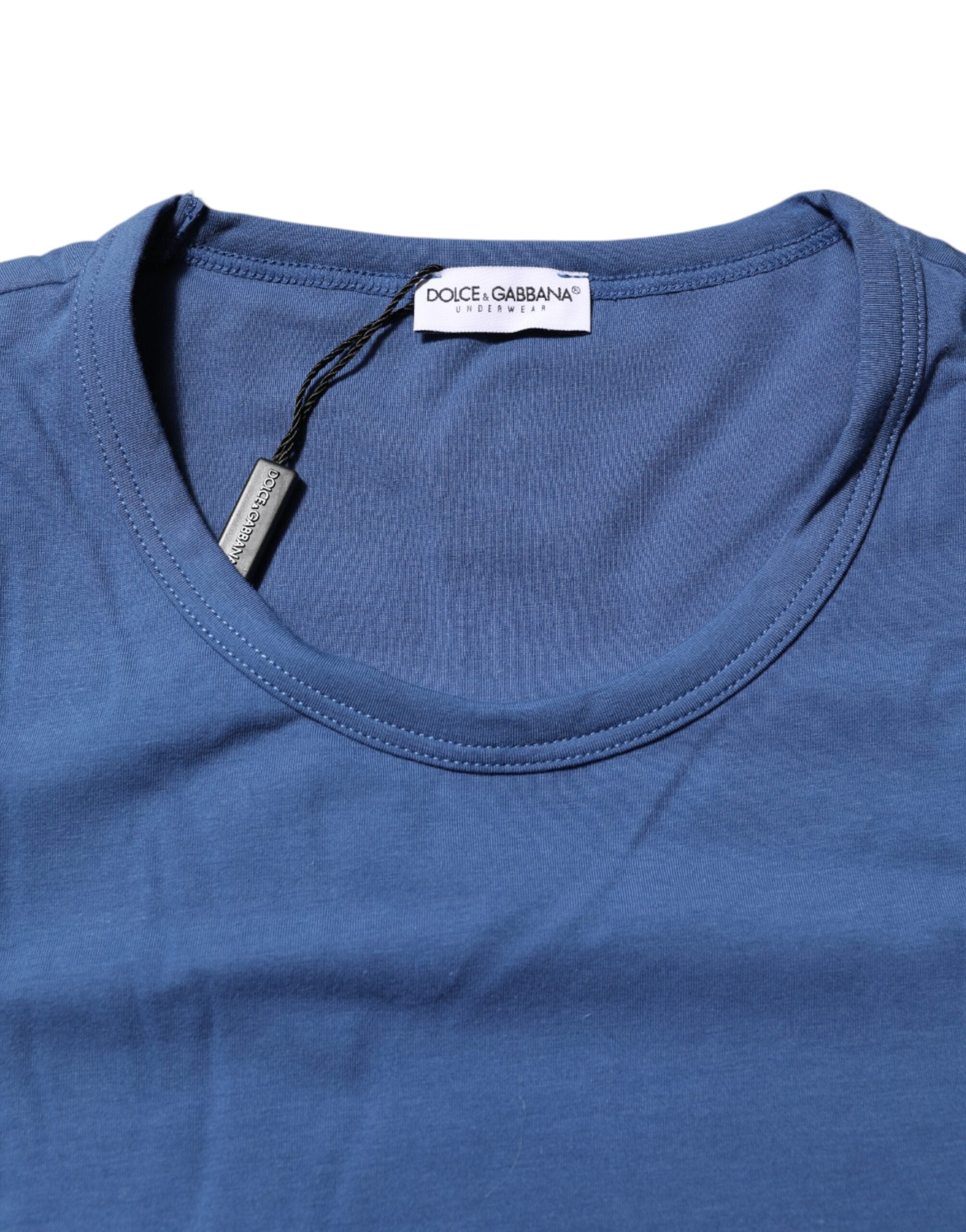T-shirt col rond en coton bleu Dolce &amp; Gabbana pour homme