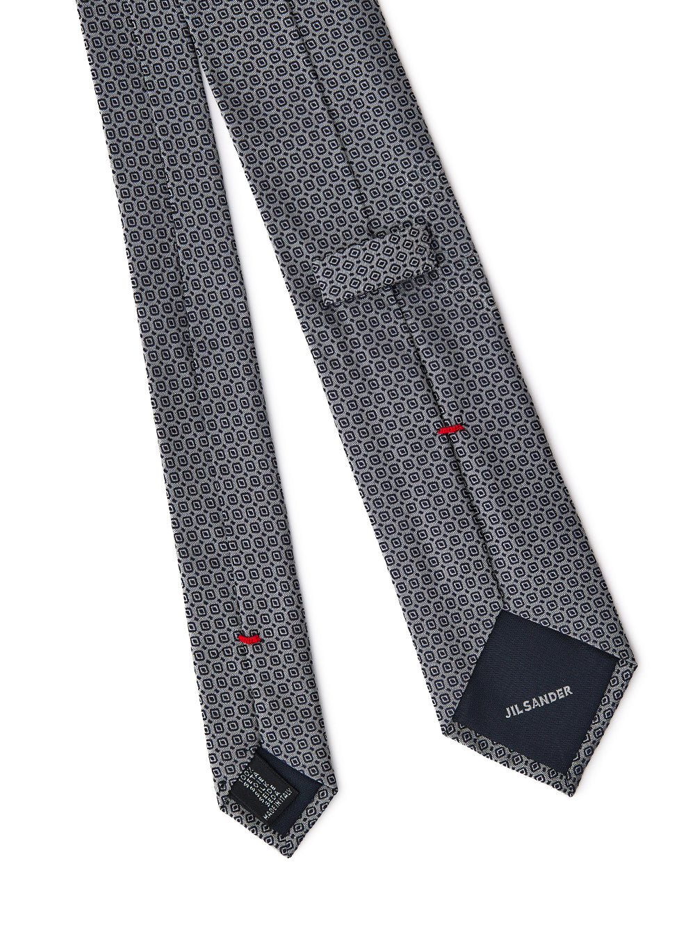 Jil Sander Grey Print Silk 7cm Tie