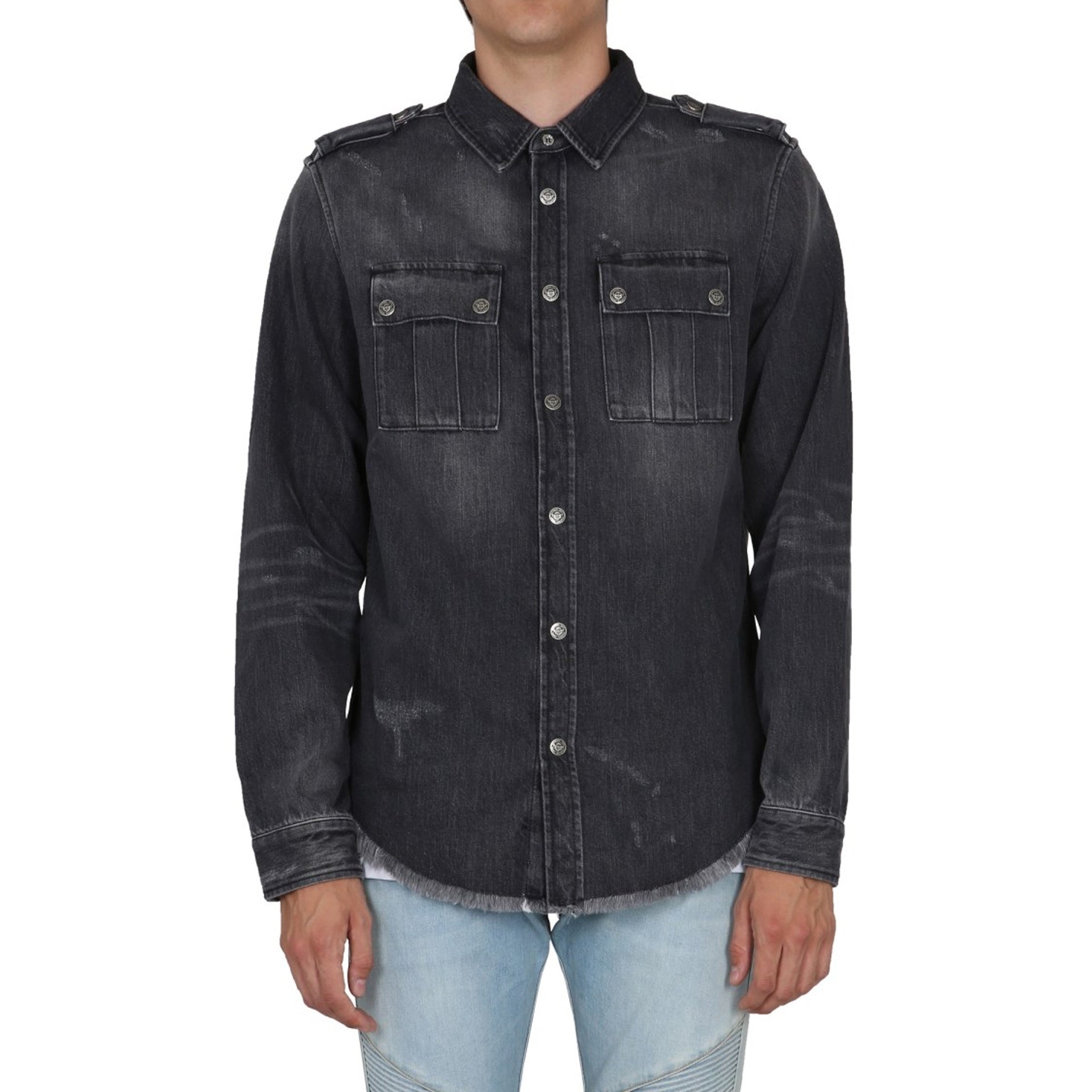 Chemise en jean de coton Balmain