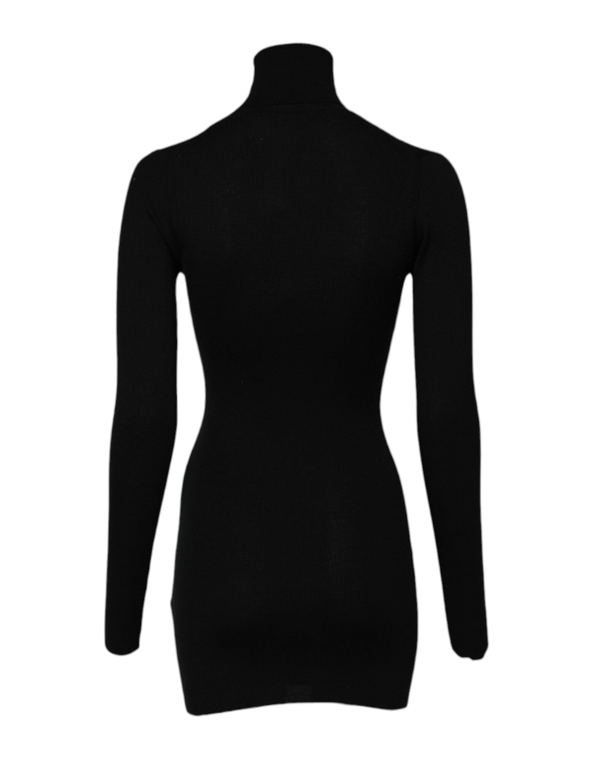 Dolce &amp; Gabbana – Schwarzes Minikleid mit langen Ärmeln und Rollkragen