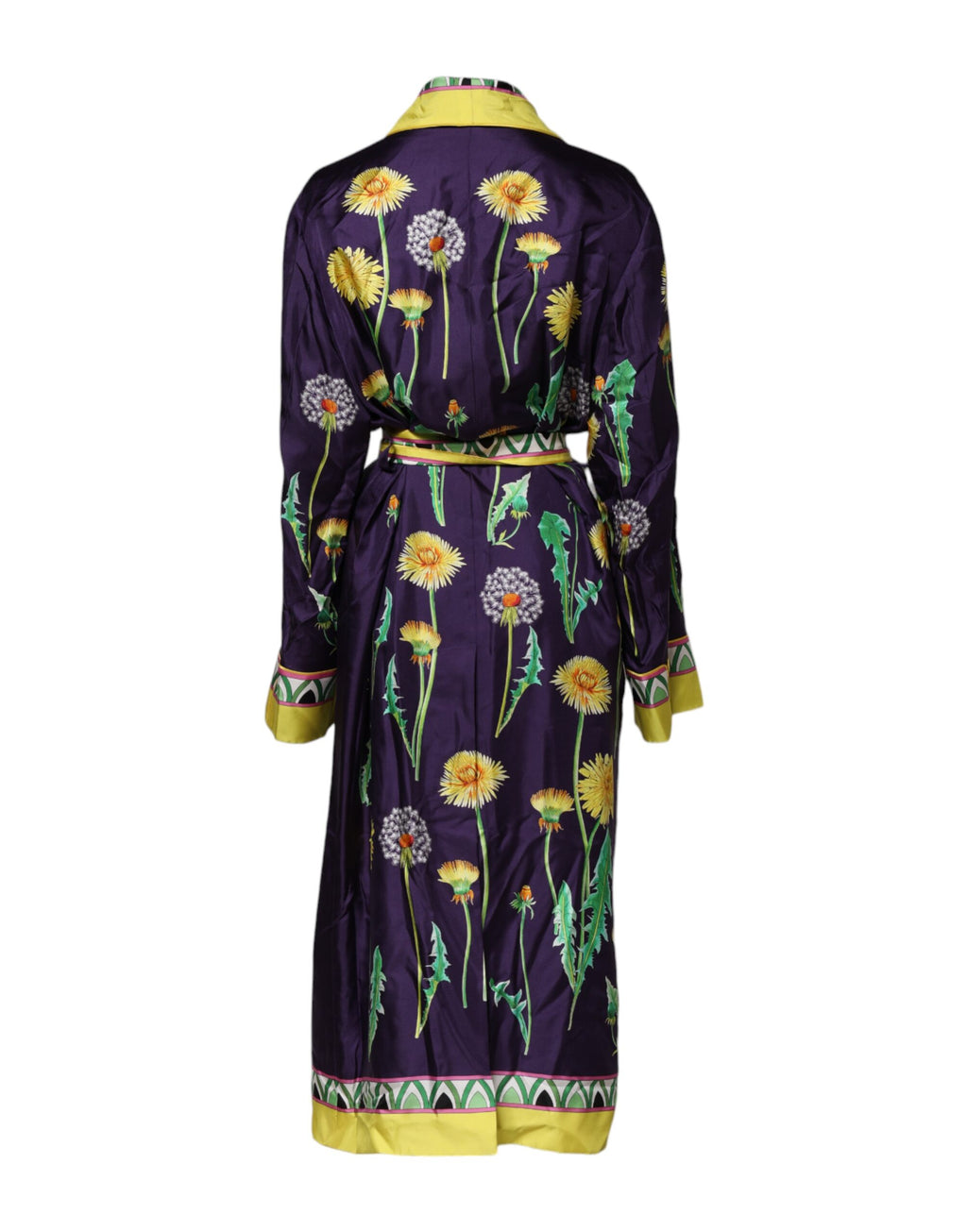 Dolce &amp; Gabbana – Blauer Wickelmantel aus Seide mit Blumenmuster und langen Ärmeln