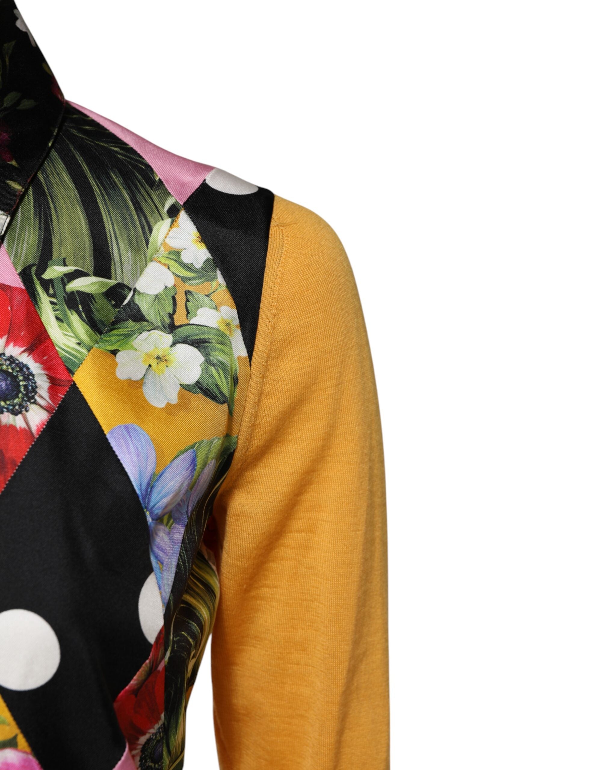 Polo à manches longues à fleurs multicolores Dolce &amp; Gabbana