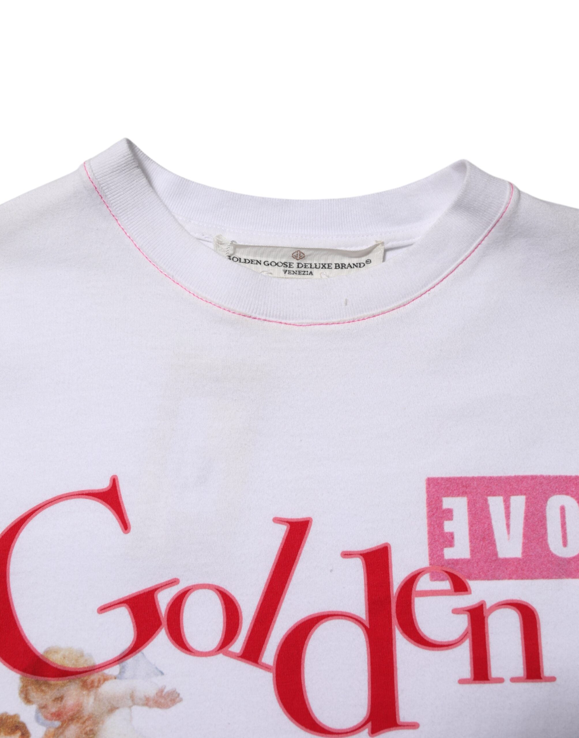 T-shirt col rond imprimé blanc Golden Goose