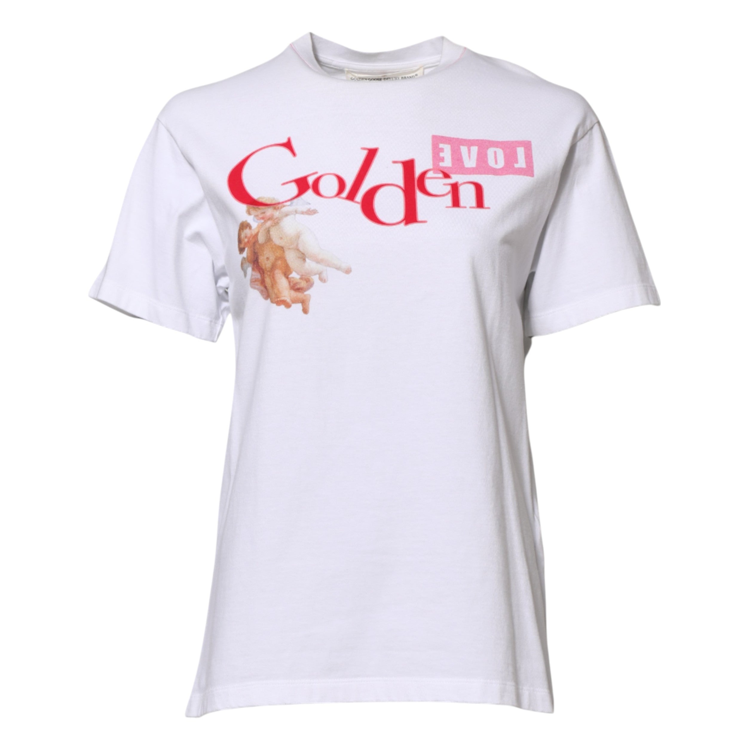 T-shirt col rond imprimé blanc Golden Goose
