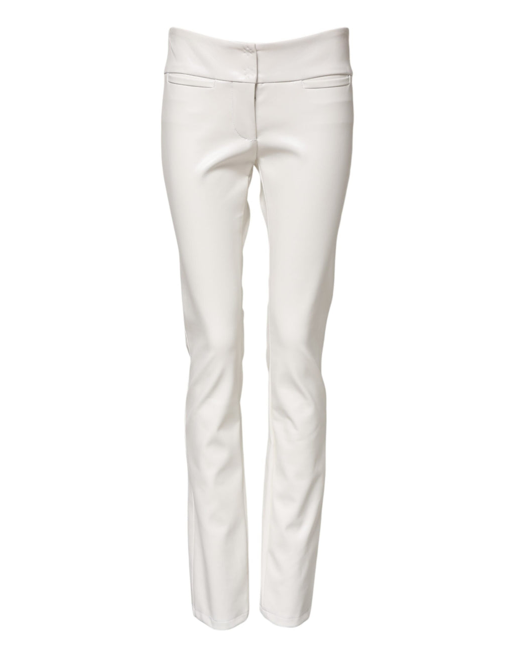 Pantalon fuselé taille haute en polyuréthane blanc Dolce &amp; Gabbana