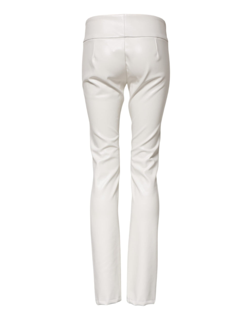 Pantalon fuselé taille haute en polyuréthane blanc Dolce &amp; Gabbana