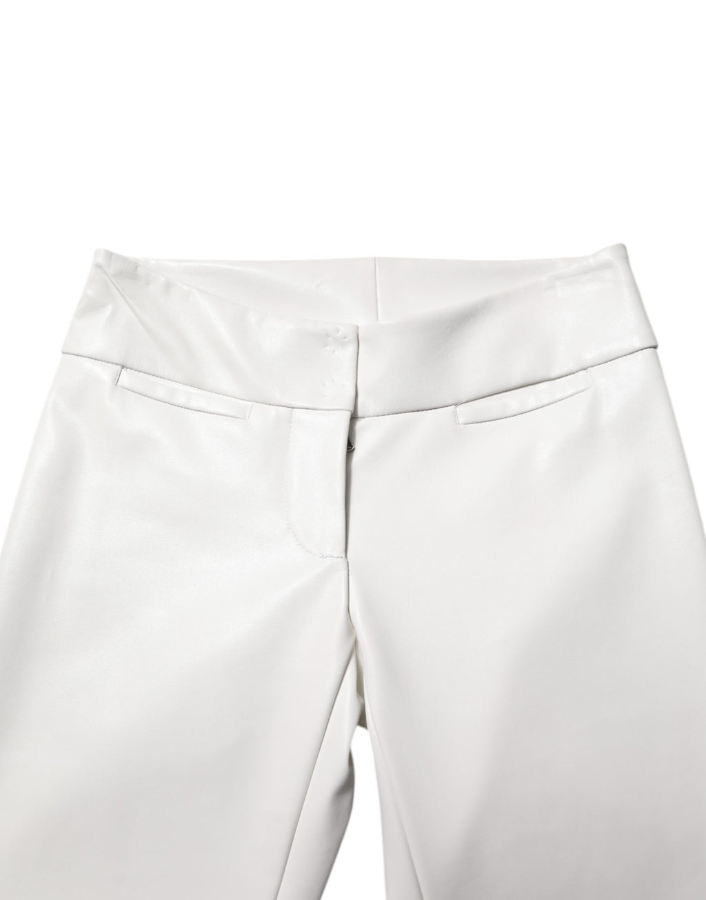 Pantalon fuselé taille haute en polyuréthane blanc Dolce &amp; Gabbana