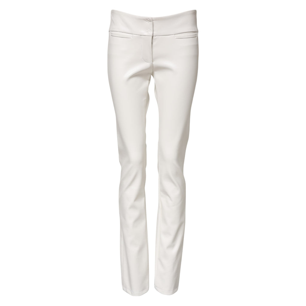 Pantalon fuselé taille haute en polyuréthane blanc Dolce &amp; Gabbana