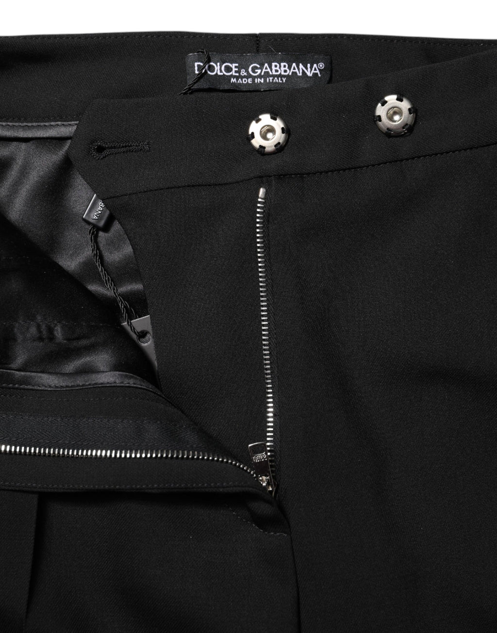 Pantalon évasé taille haute en laine noire Dolce &amp; Gabbana
