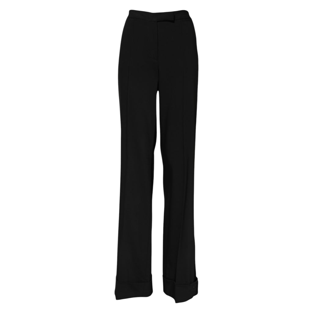 Pantalon évasé taille haute en laine noire Dolce &amp; Gabbana