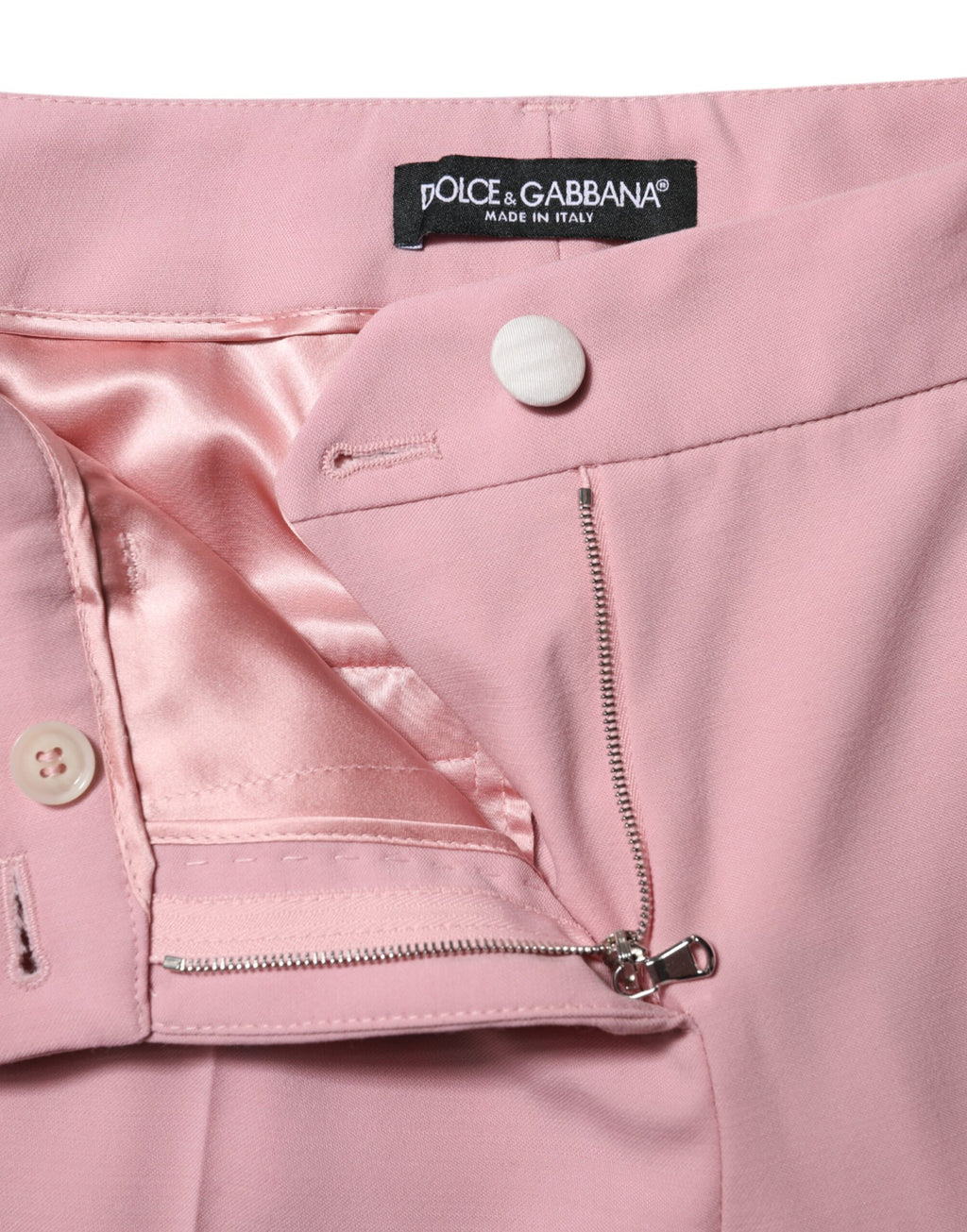 Pantalon fuselé taille haute en laine rose Dolce &amp; Gabbana