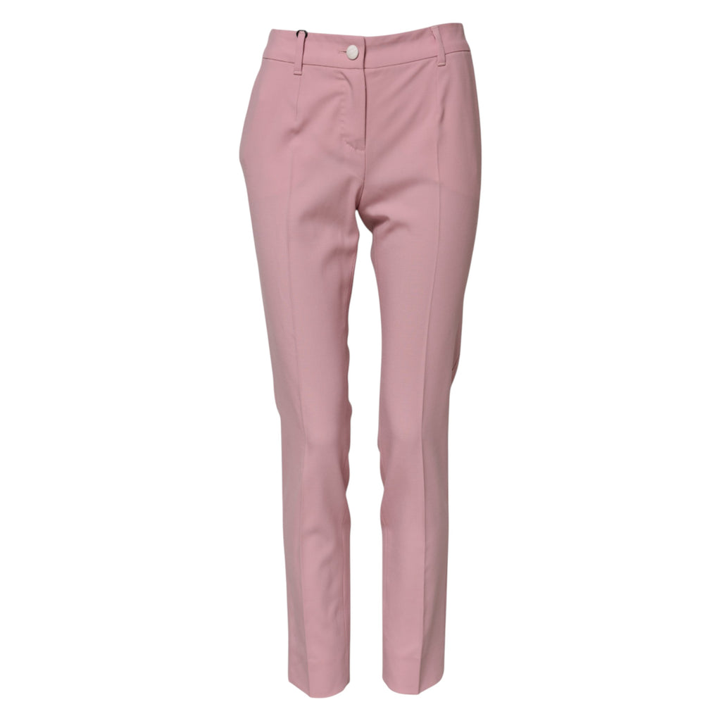 Pantalon fuselé taille haute en laine rose Dolce &amp; Gabbana