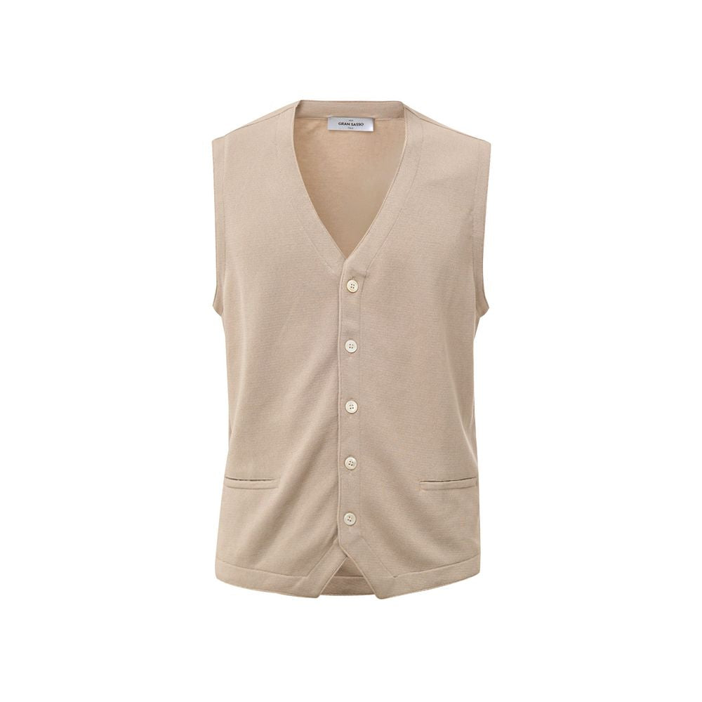 Veste sans manches en coton beige Gran Sasso