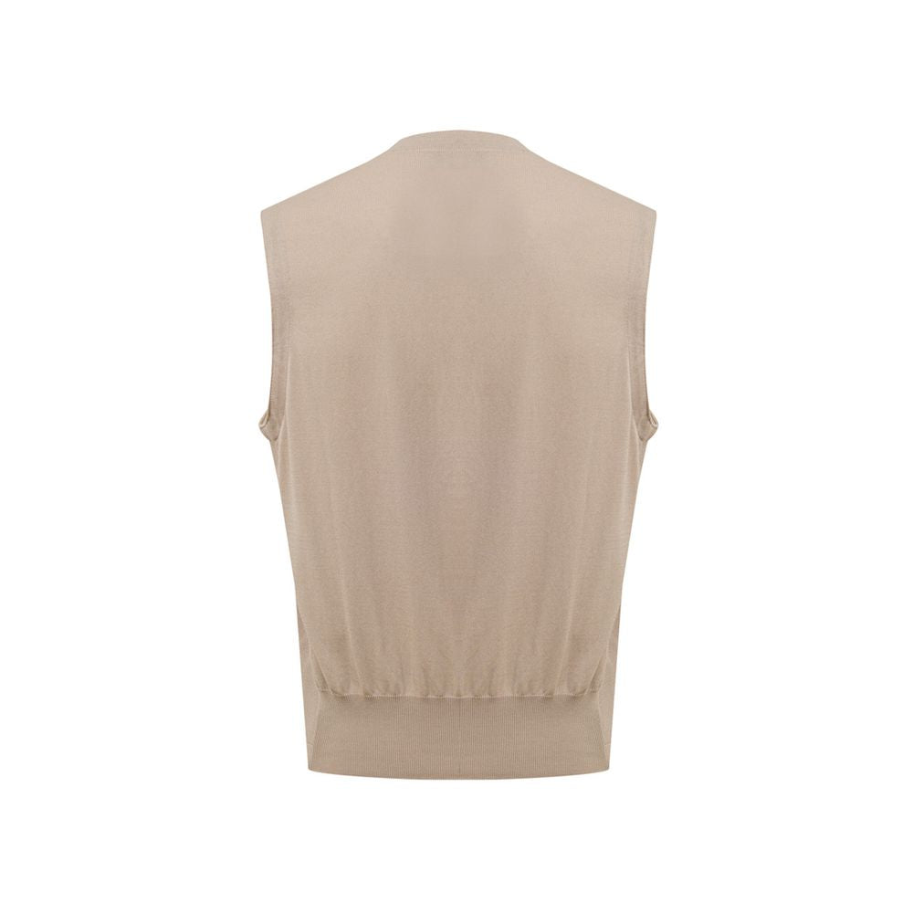 Veste sans manches en coton beige Gran Sasso