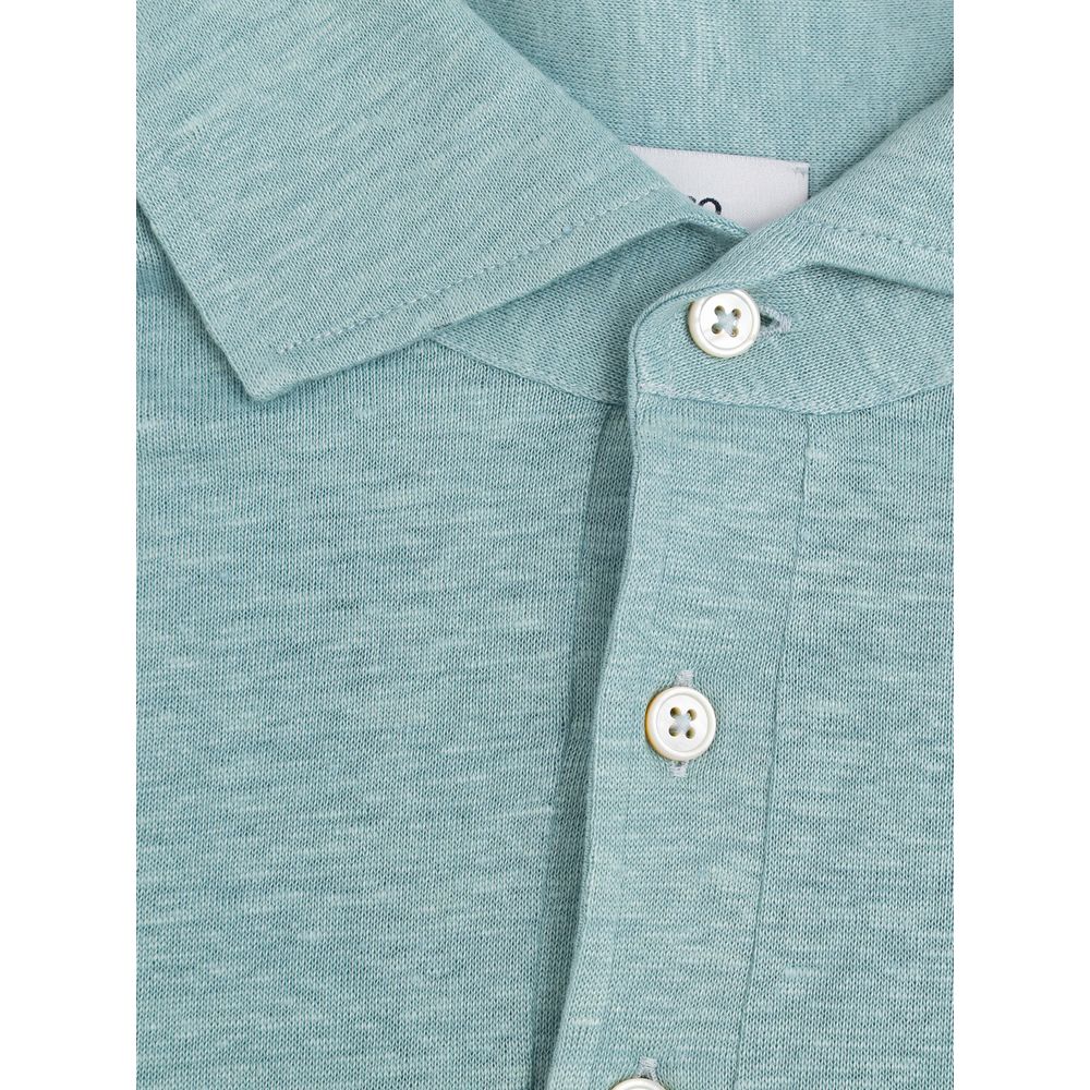 Gran Sasso Blaues Leinen-Poloshirt