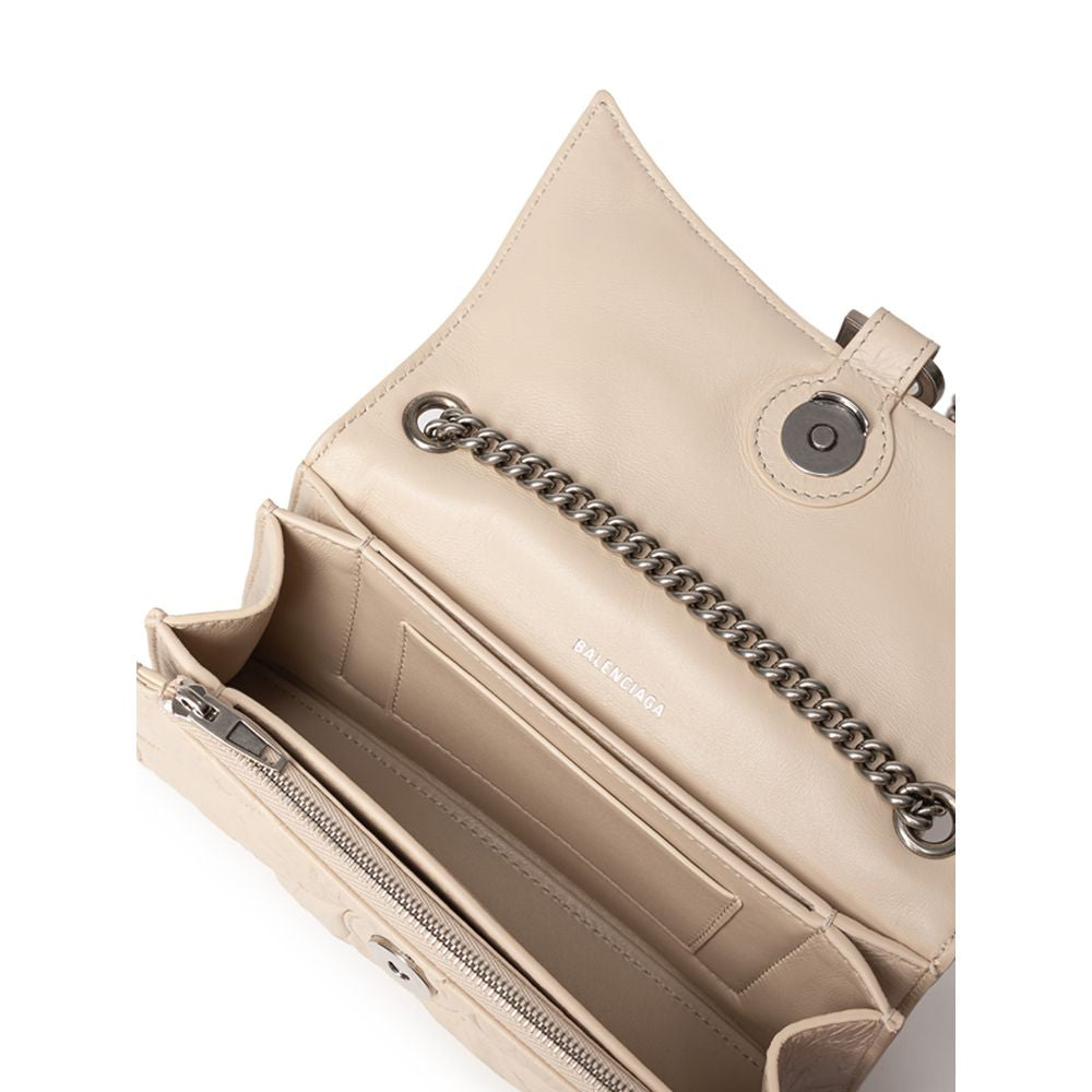 Sac à bandoulière en cuir beige Balenciaga