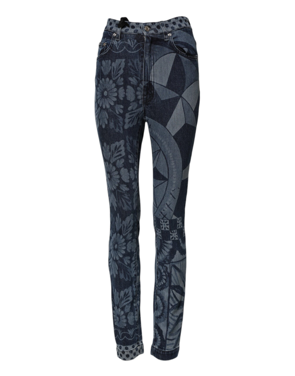 Jean skinny en coton à imprimé graphique bleu Dolce &amp; Gabbana 