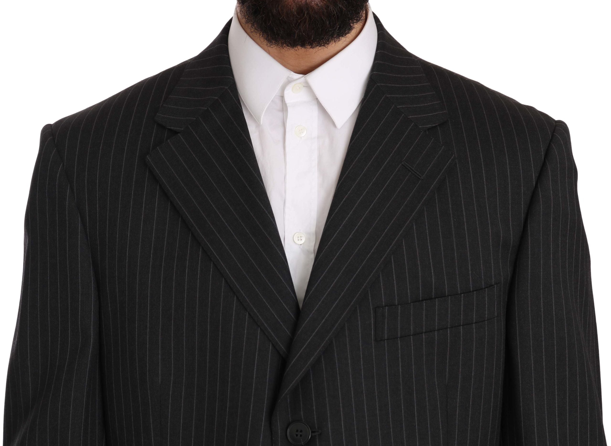 Z ZEGNA Eleganter schwarz gestreifter Wollanzug