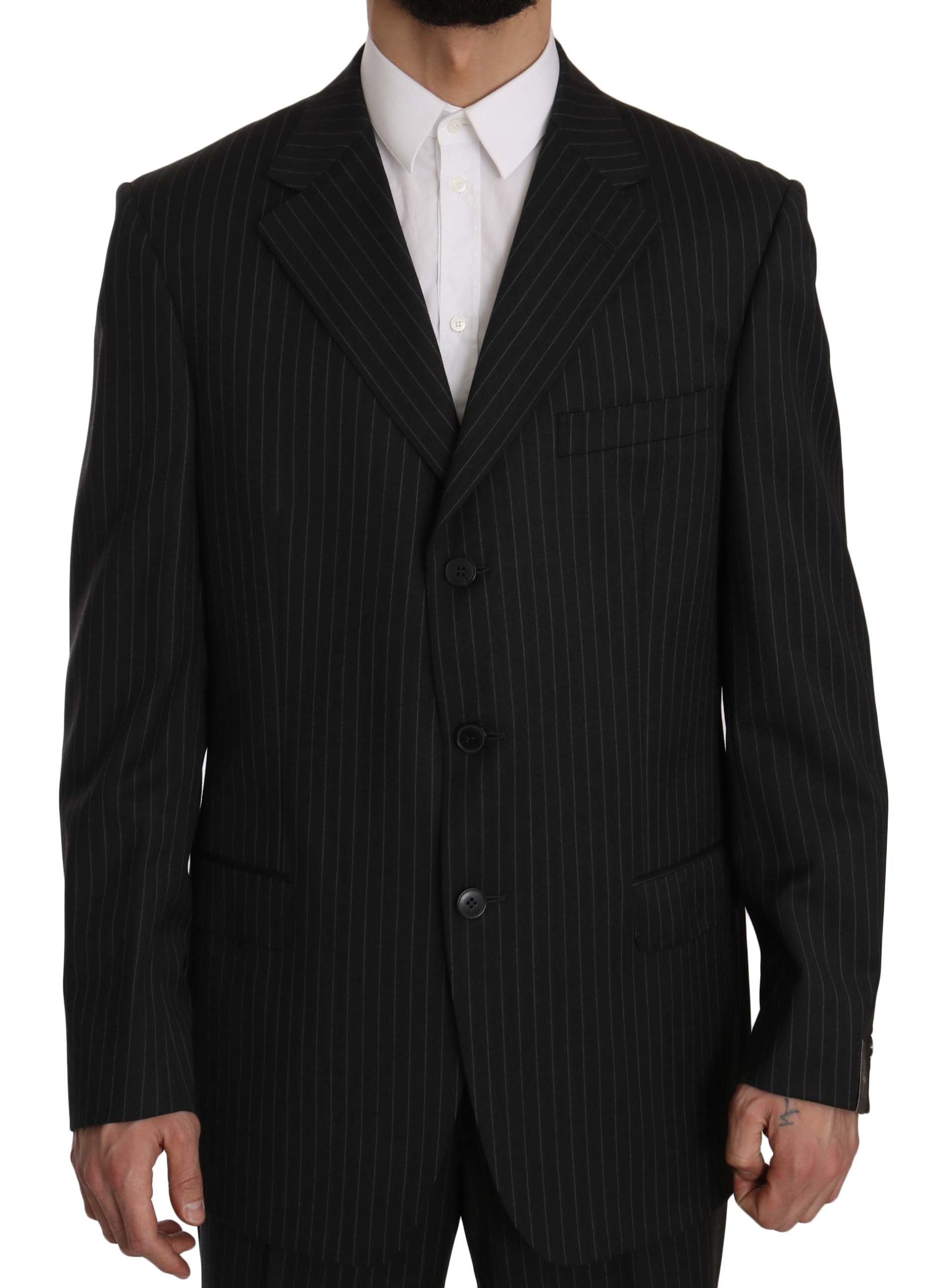 Z ZEGNA Eleganter schwarz gestreifter Wollanzug