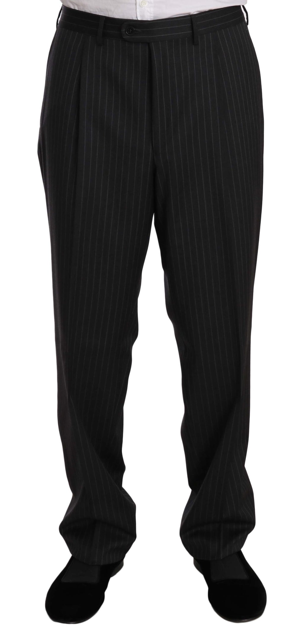 Z ZEGNA Eleganter schwarz gestreifter Wollanzug
