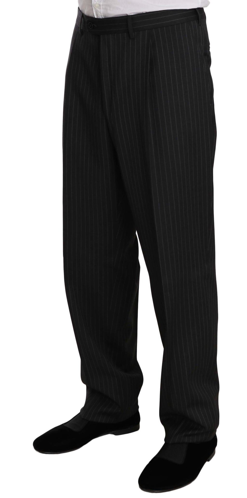 Z ZEGNA Eleganter schwarz gestreifter Wollanzug