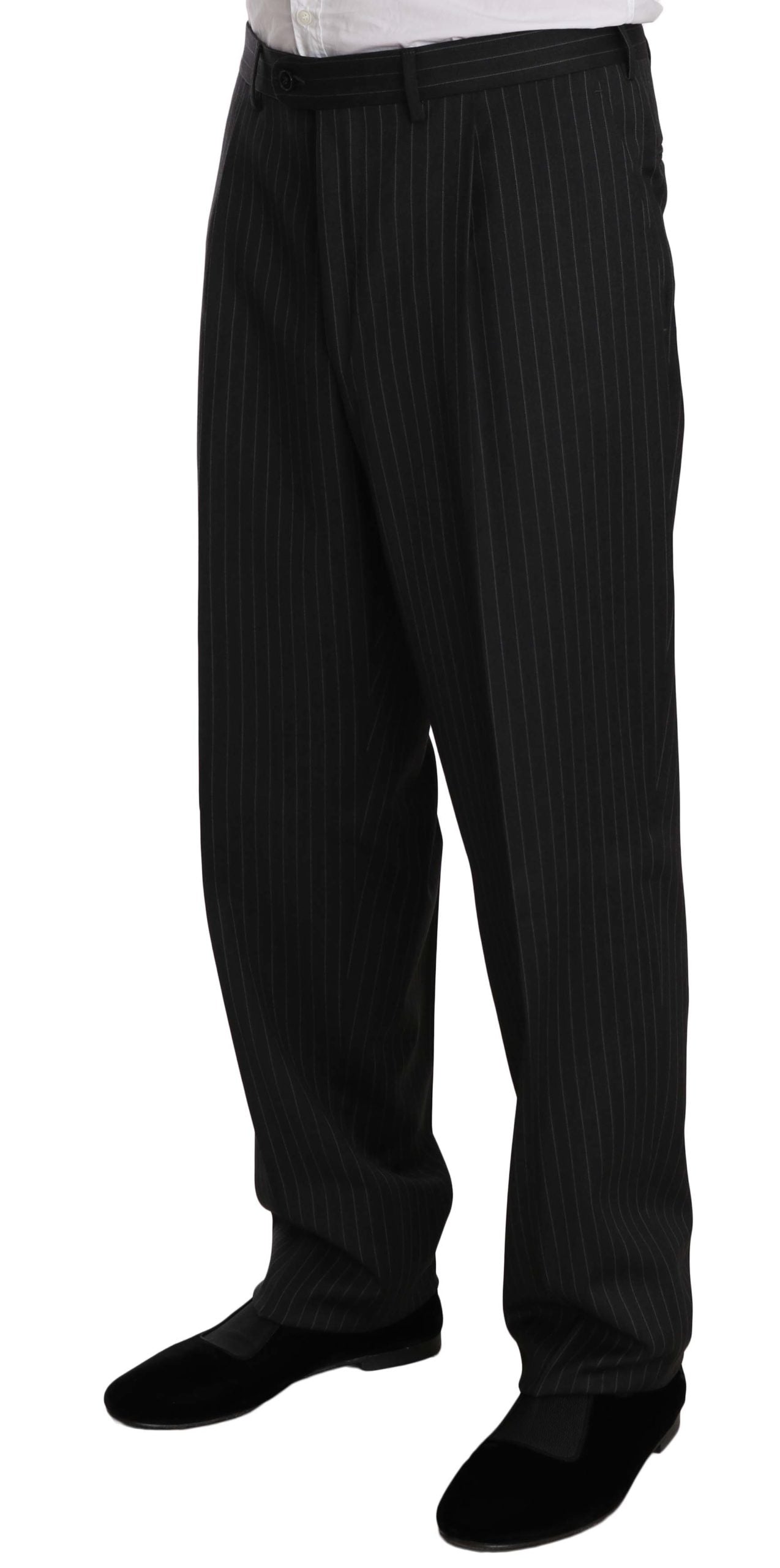 Z ZEGNA Eleganter schwarz gestreifter Wollanzug