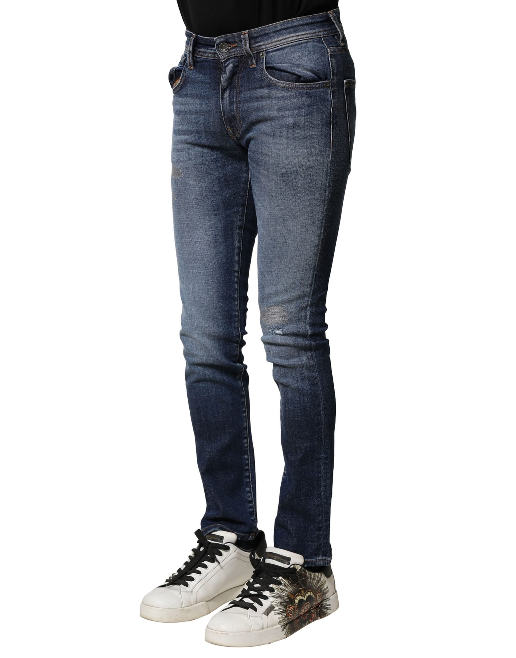 Jean slim en coton délavé bleu Dolce &amp; Gabbana pour homme