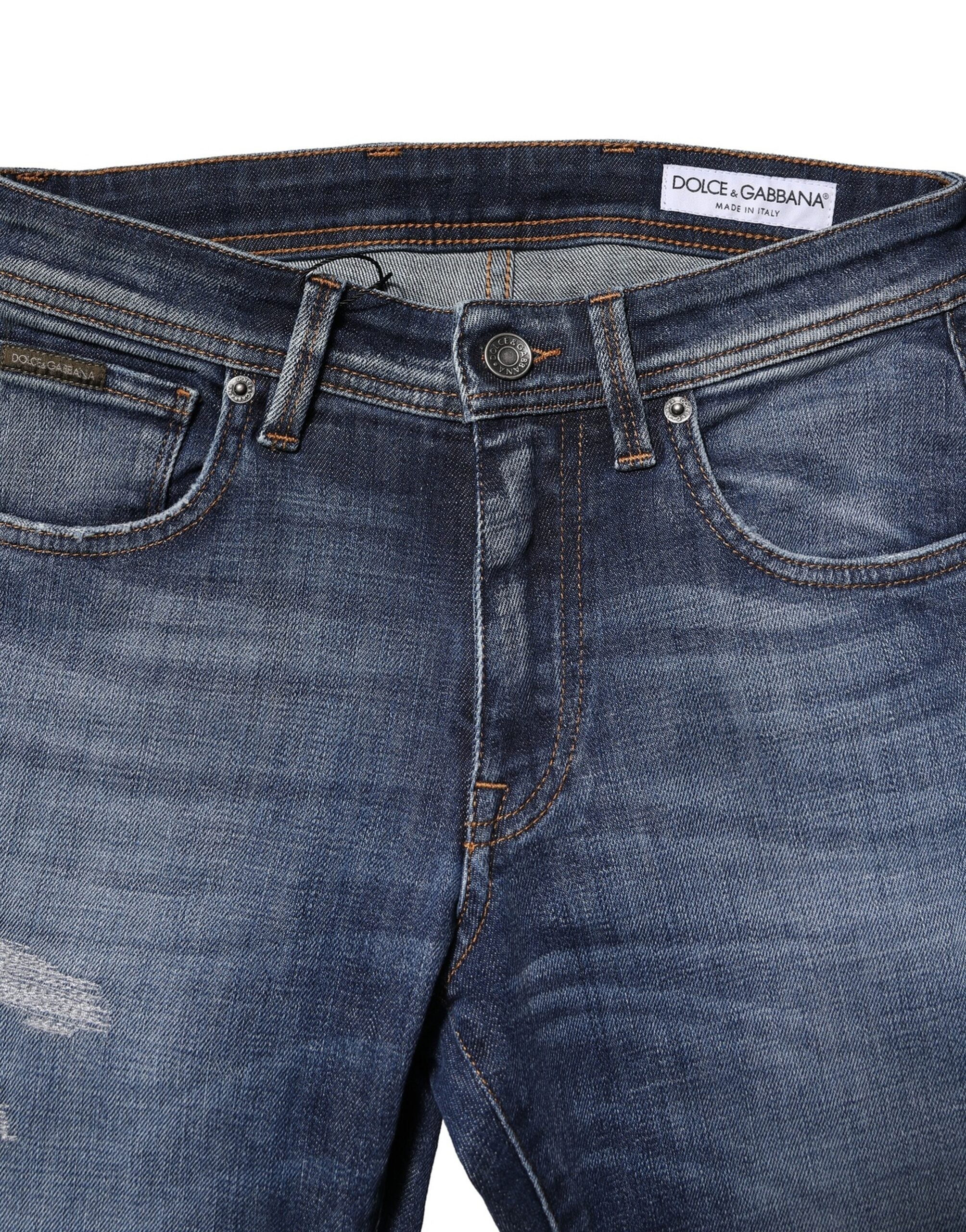 Jean slim en coton délavé bleu Dolce &amp; Gabbana pour homme