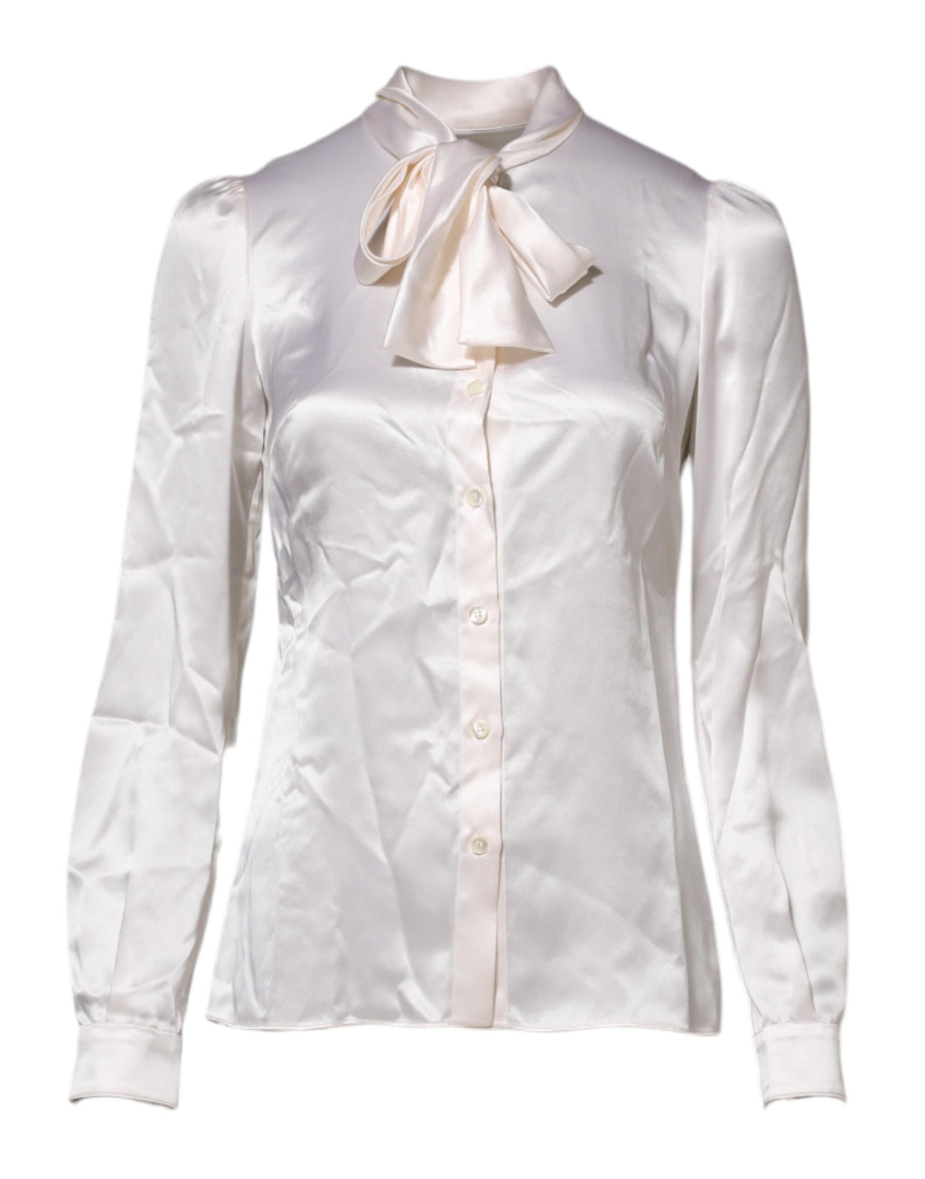Chemisier blanc à manches longues et col Ascot Dolce &amp; Gabbana