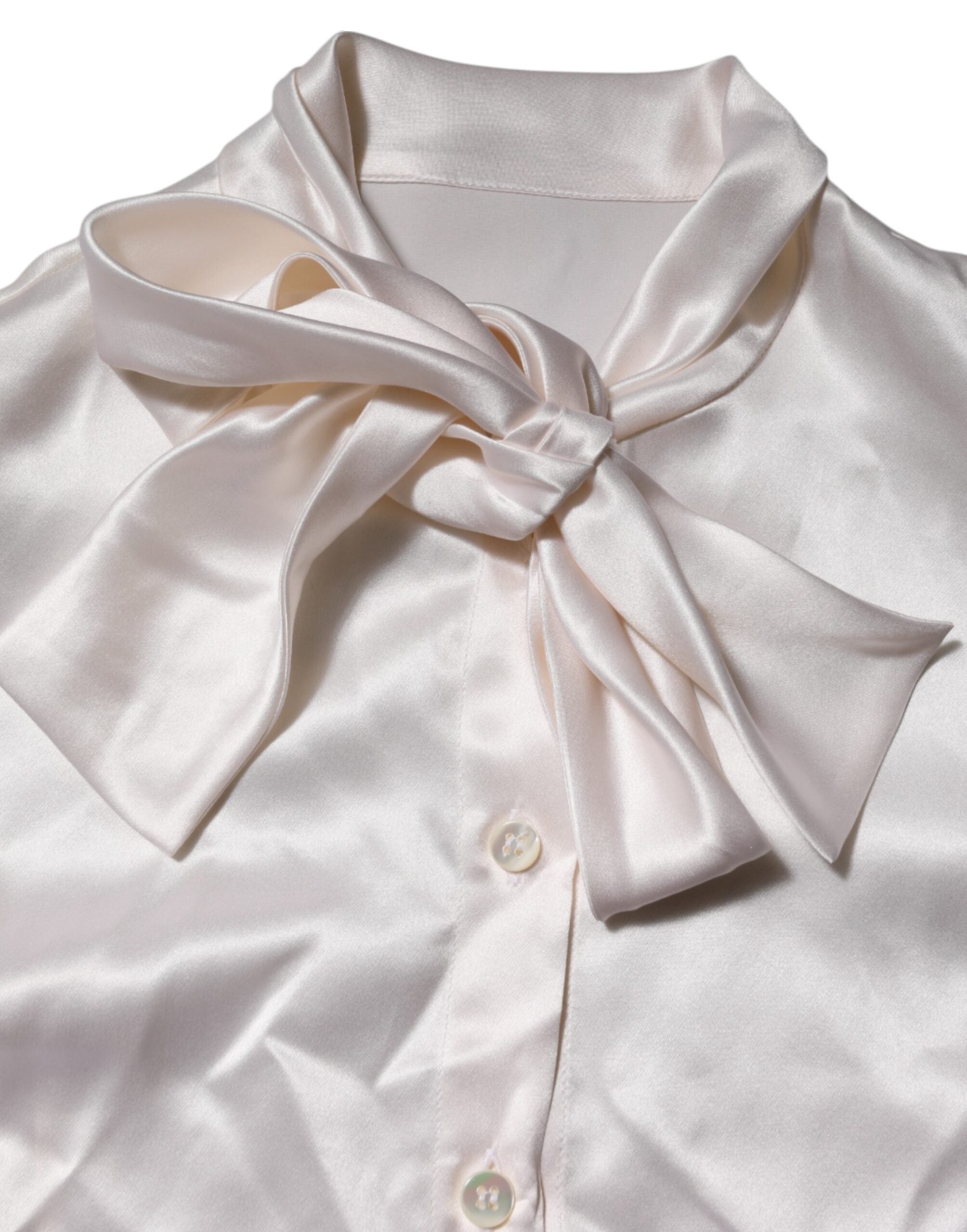 Chemisier blanc à manches longues et col Ascot Dolce &amp; Gabbana
