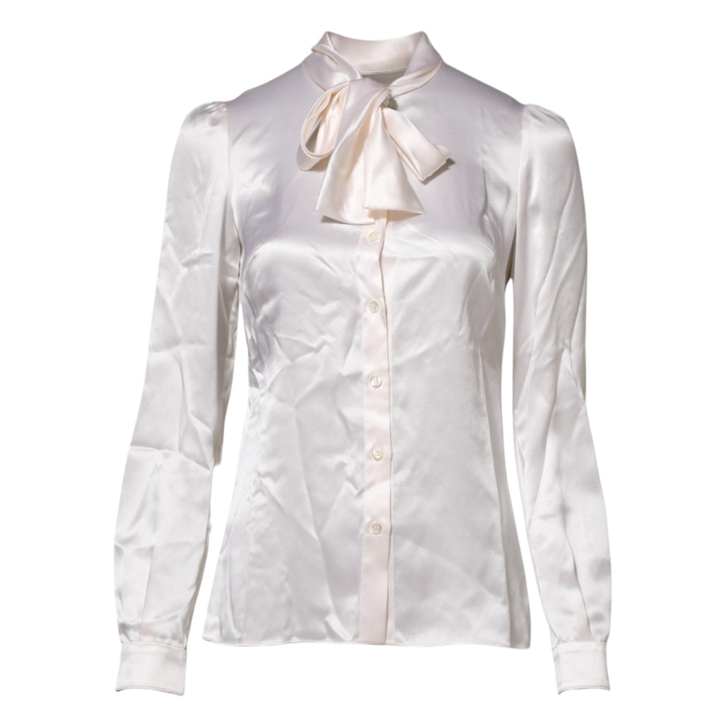 Chemisier blanc à manches longues et col Ascot Dolce &amp; Gabbana