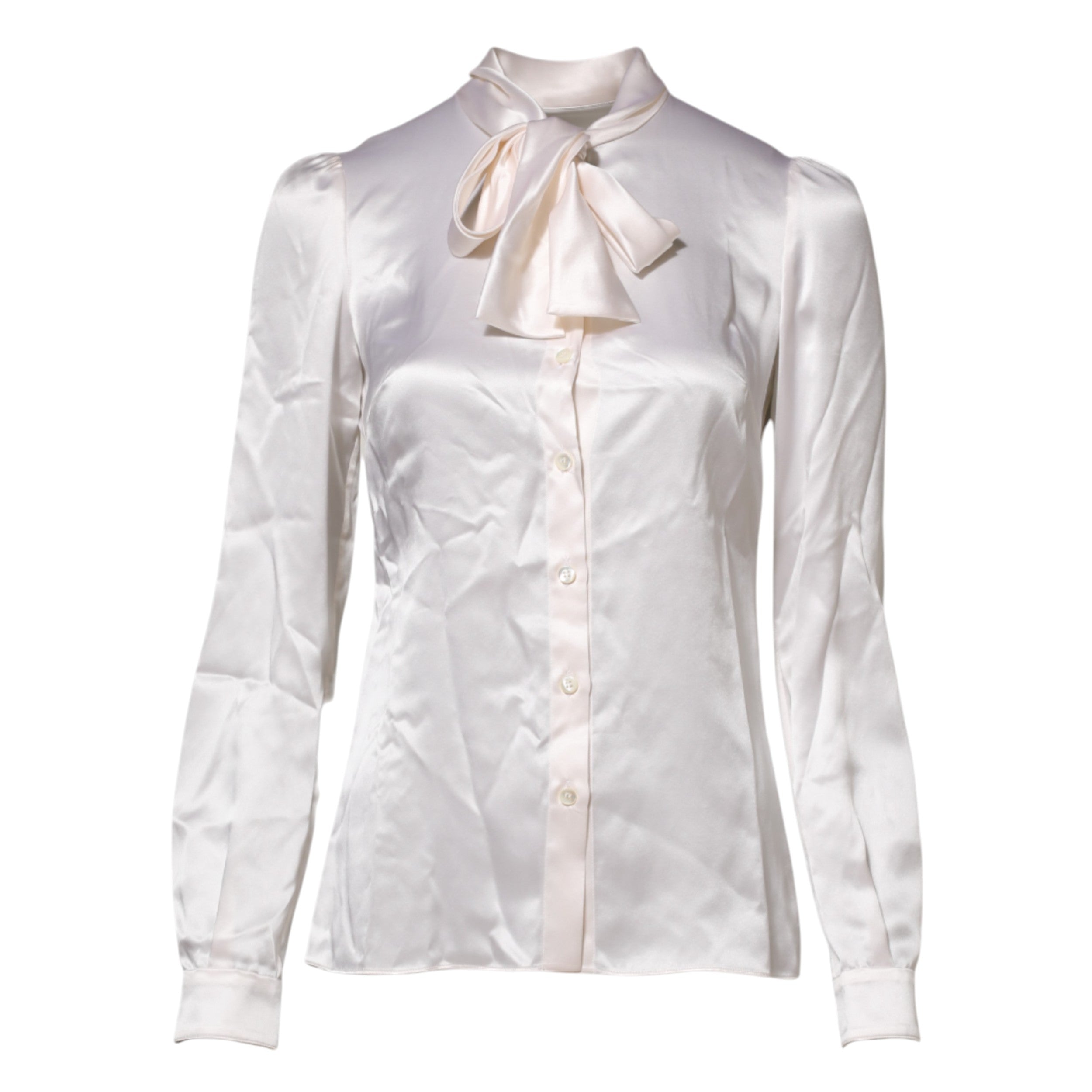 Chemisier blanc à manches longues et col Ascot Dolce &amp; Gabbana