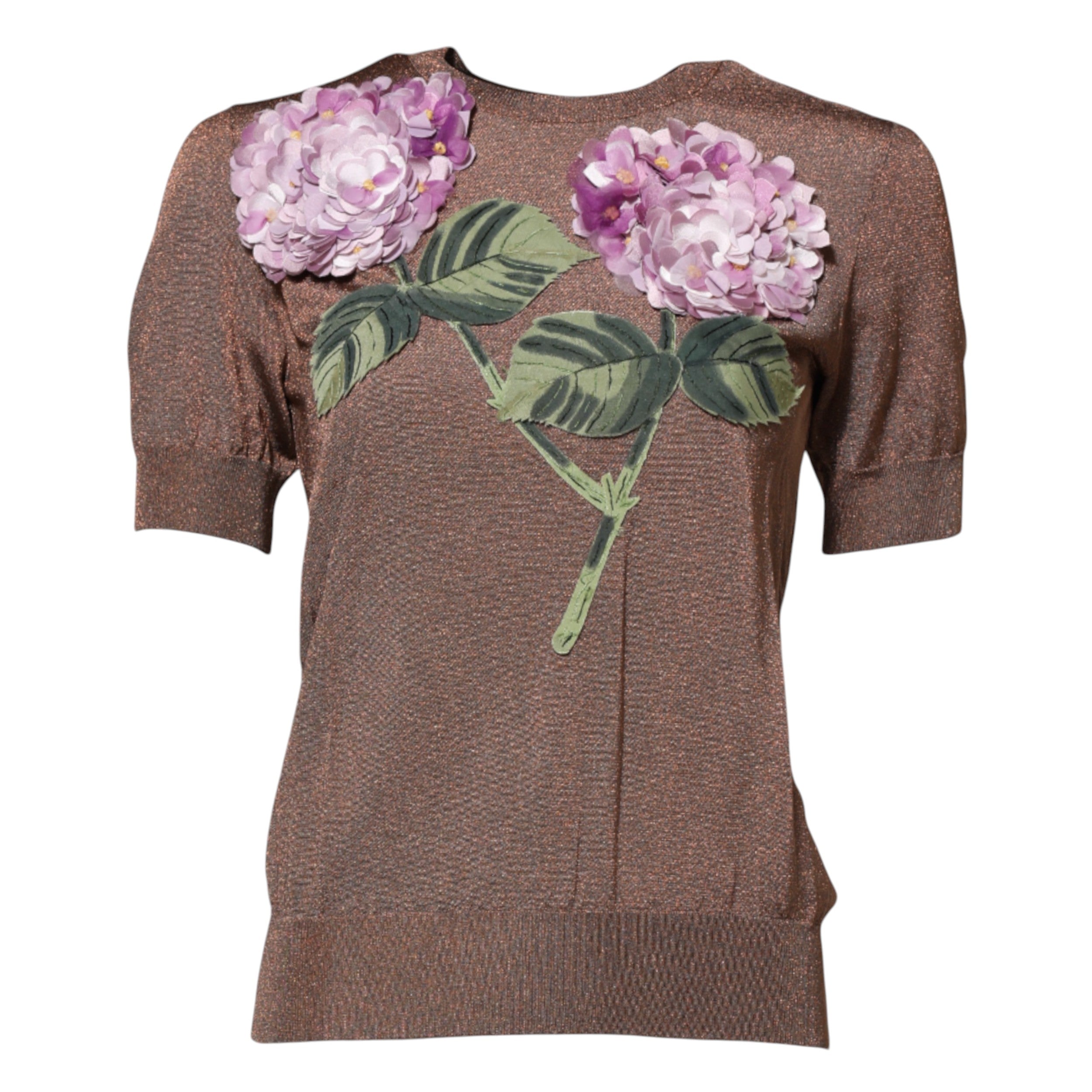 Chemisier à col rond orné de lys marron Dolce &amp; Gabbana
