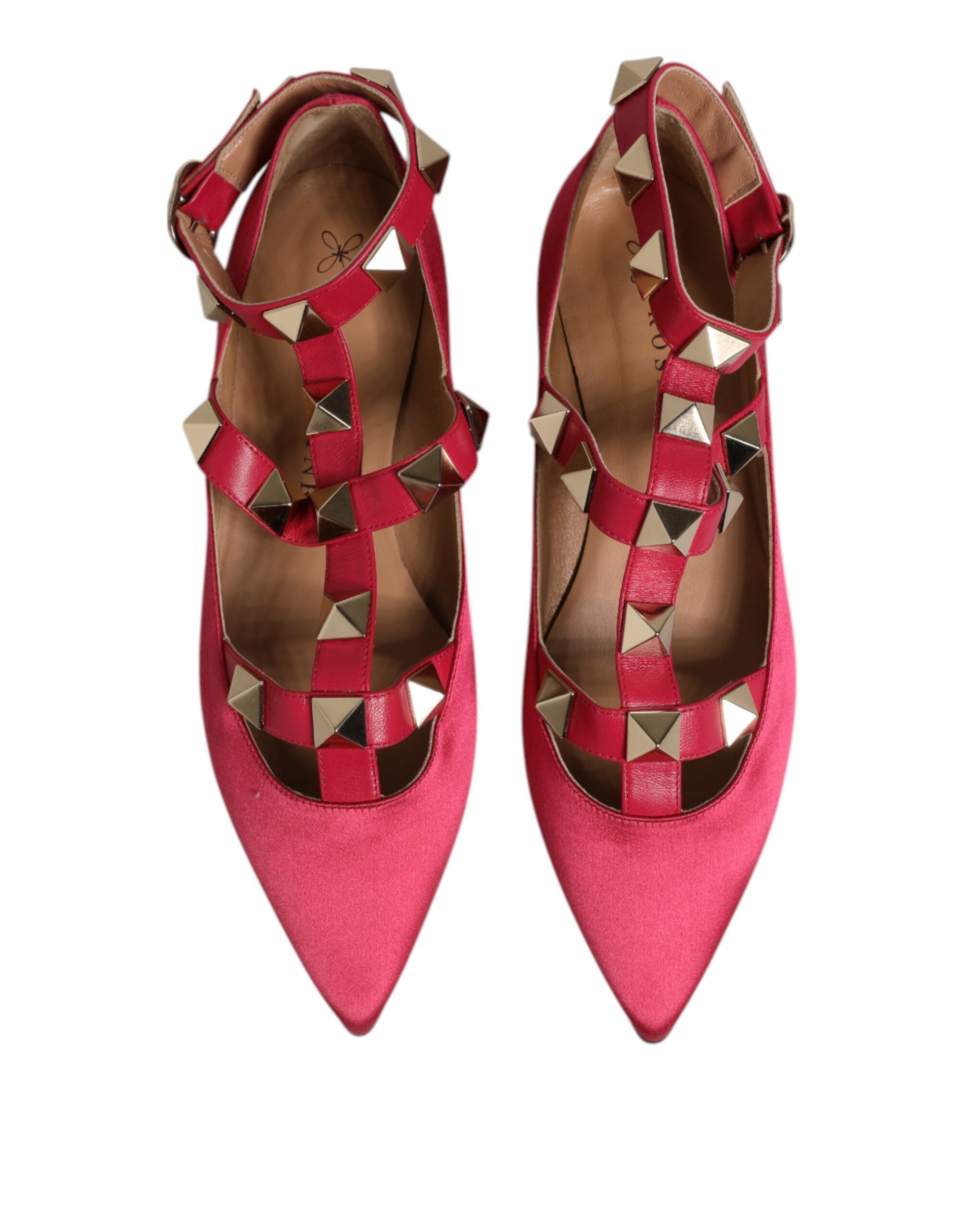 Ballerines Prosperine à bout pointu et clous rouges et dorés