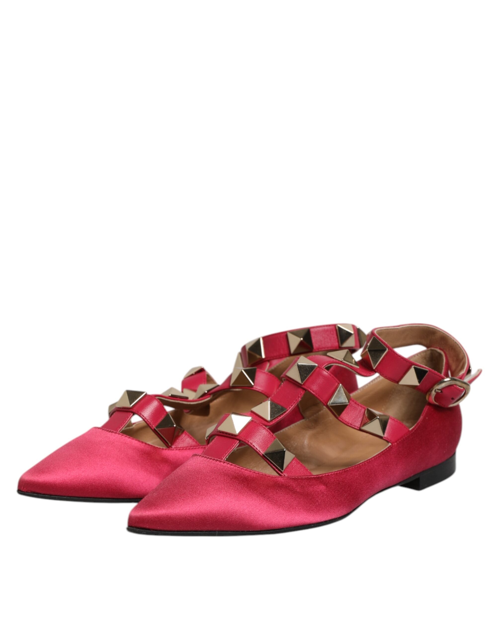 Ballerines Prosperine à bout pointu et clous rouges et dorés