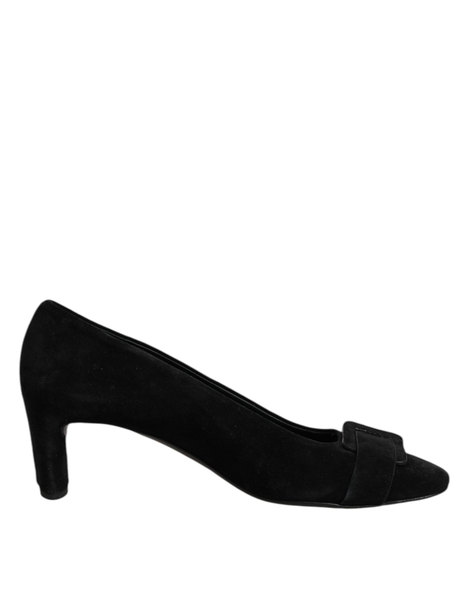 DEL CARLO Pumps zum Hineinschlüpfen aus schwarzem Wildleder mit hohen Absätzen