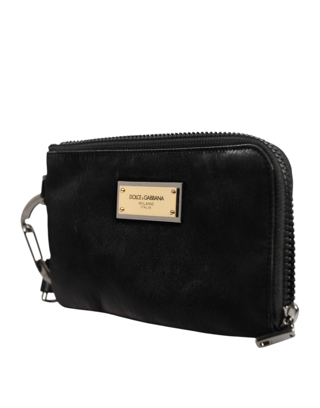 Pochette porte-clés Dolce &amp; Gabbana en nylon noir avec logo