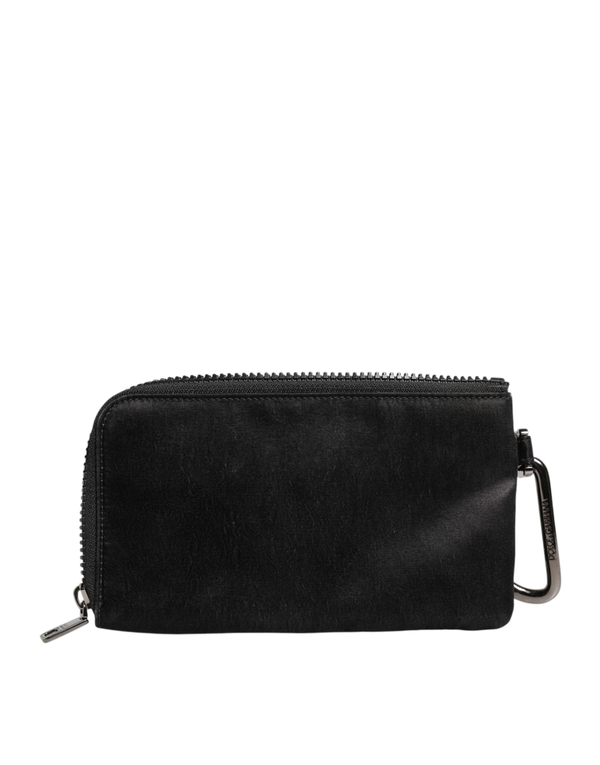 Pochette porte-clés Dolce &amp; Gabbana en nylon noir avec logo