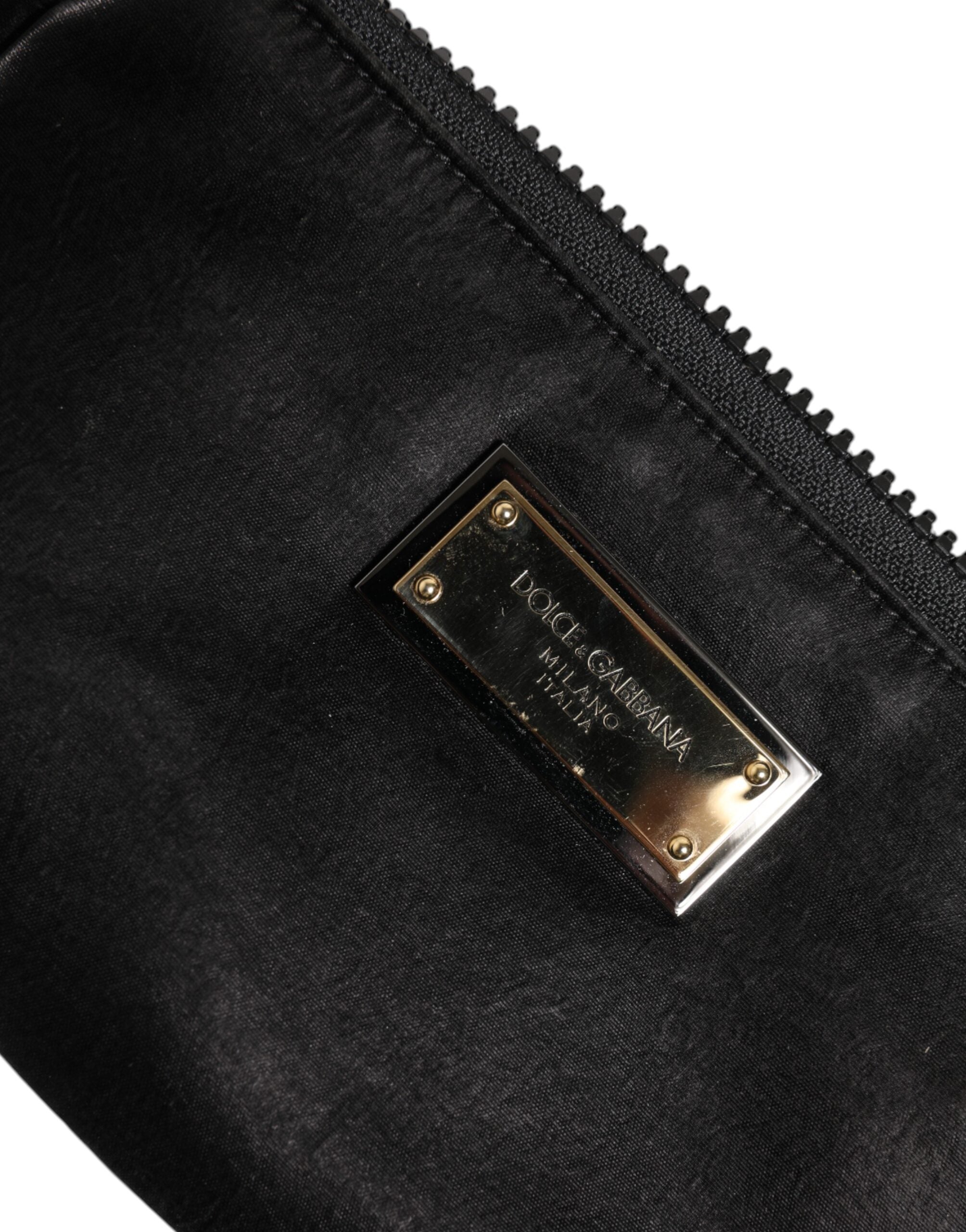 Pochette porte-clés Dolce &amp; Gabbana en nylon noir avec logo