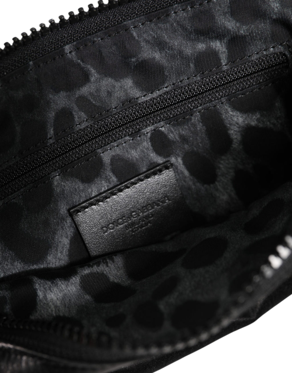 Pochette porte-clés Dolce &amp; Gabbana en nylon noir avec logo