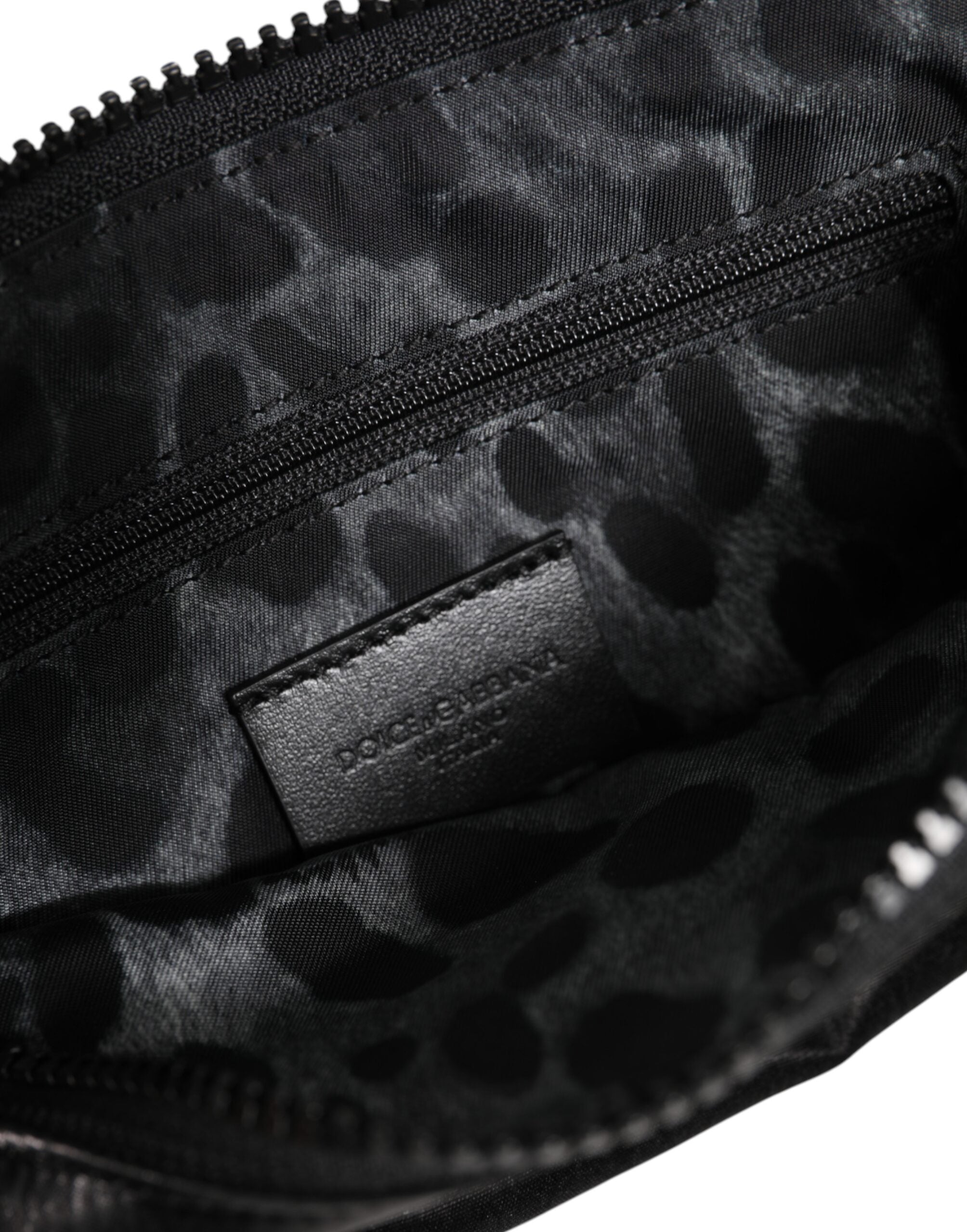 Pochette porte-clés Dolce &amp; Gabbana en nylon noir avec logo