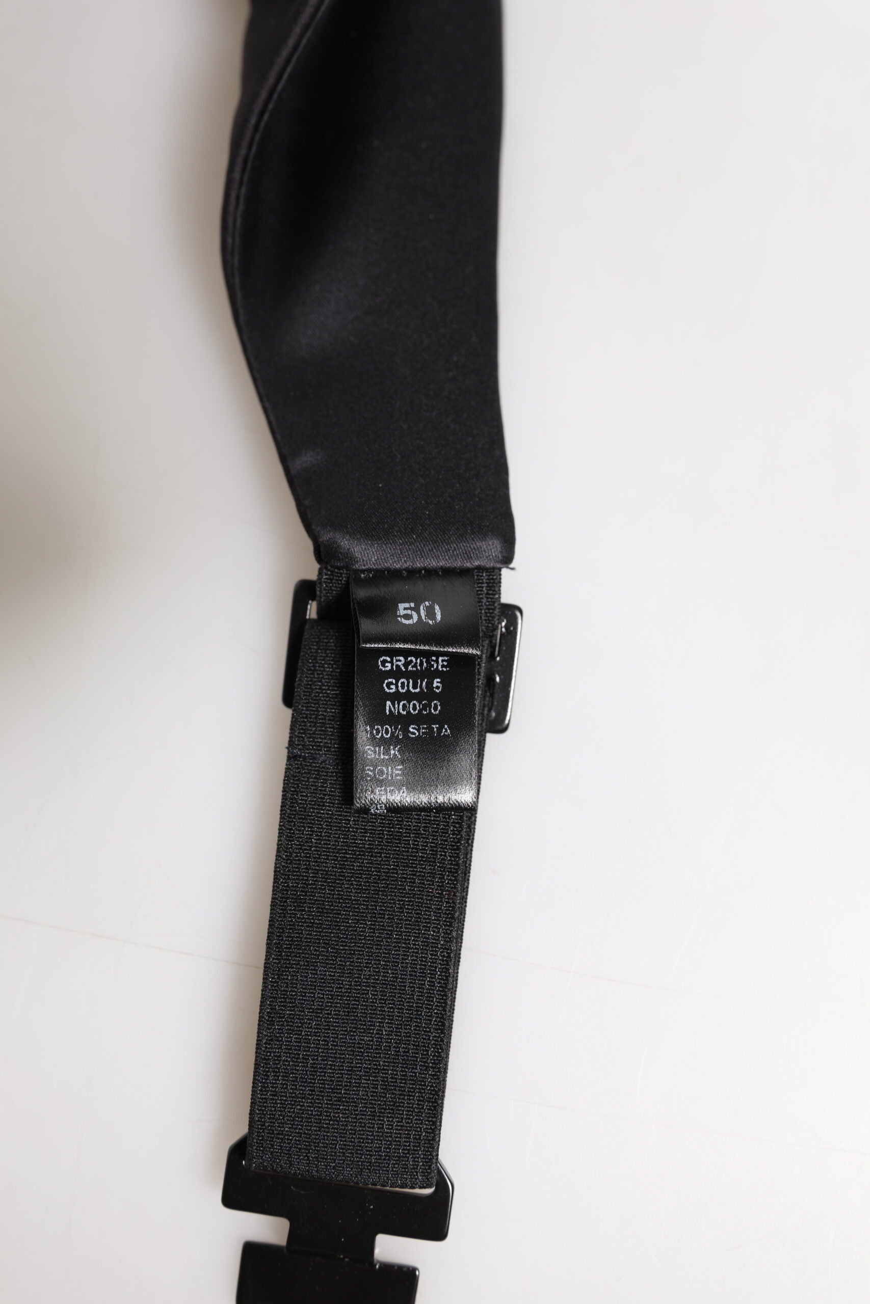Dolce &amp; Gabbana Schwarzer Herrengürtel aus 100 % Seide, breiter Kummerbund
