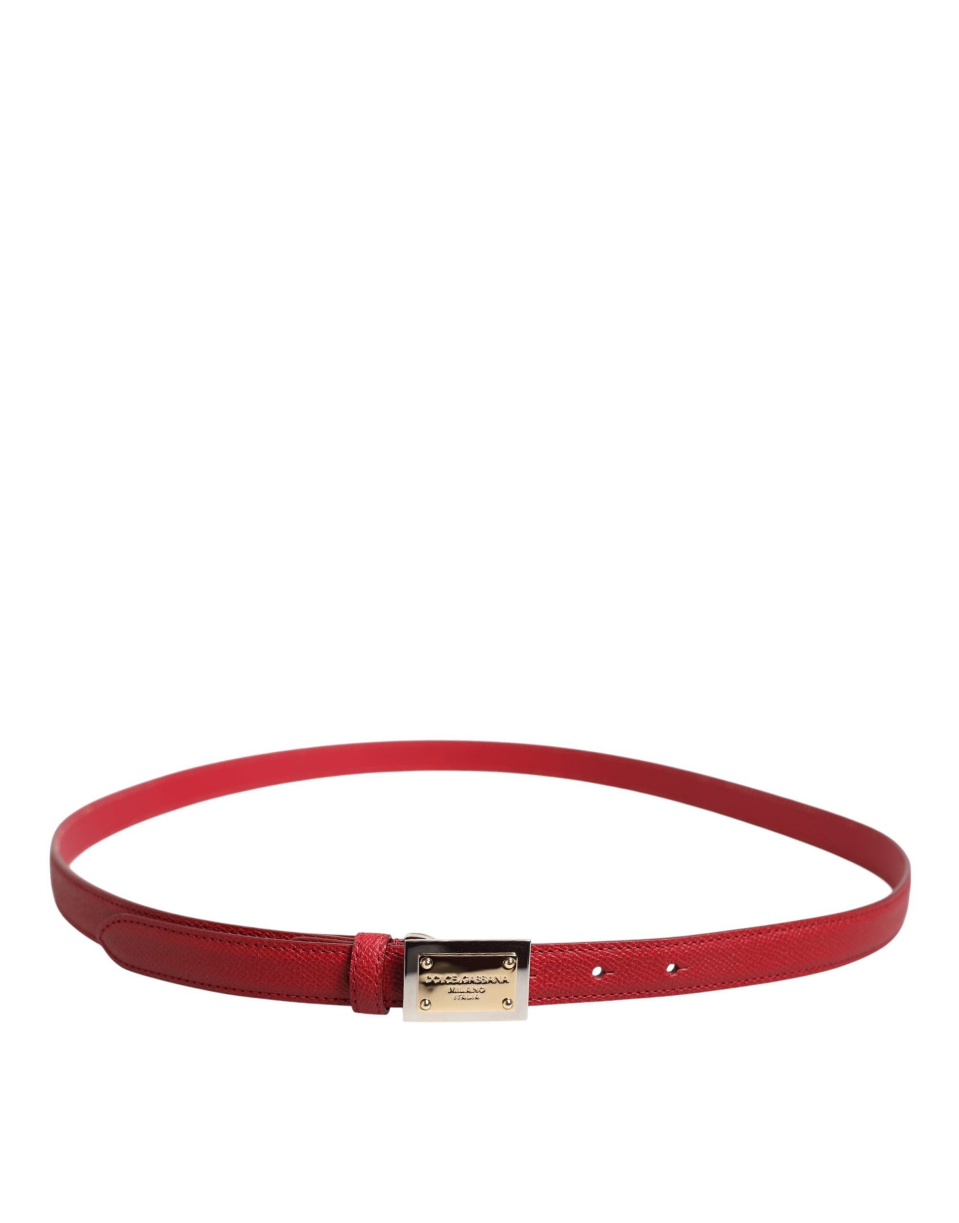 Dolce &amp; Gabbana Cintura-Gürtel aus rotem Leder mit quadratischer Metallschnalle