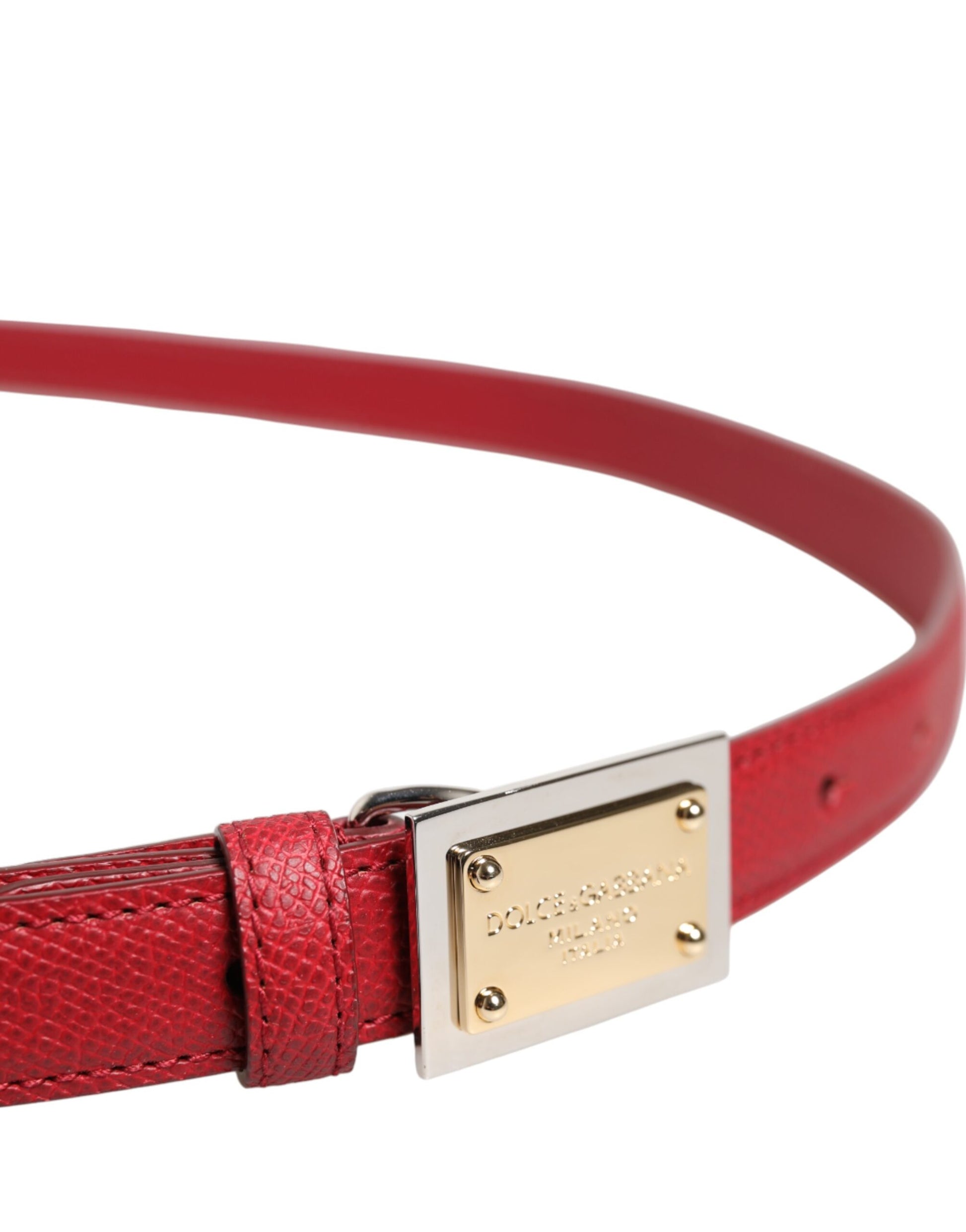 Dolce &amp; Gabbana Cintura-Gürtel aus rotem Leder mit quadratischer Metallschnalle