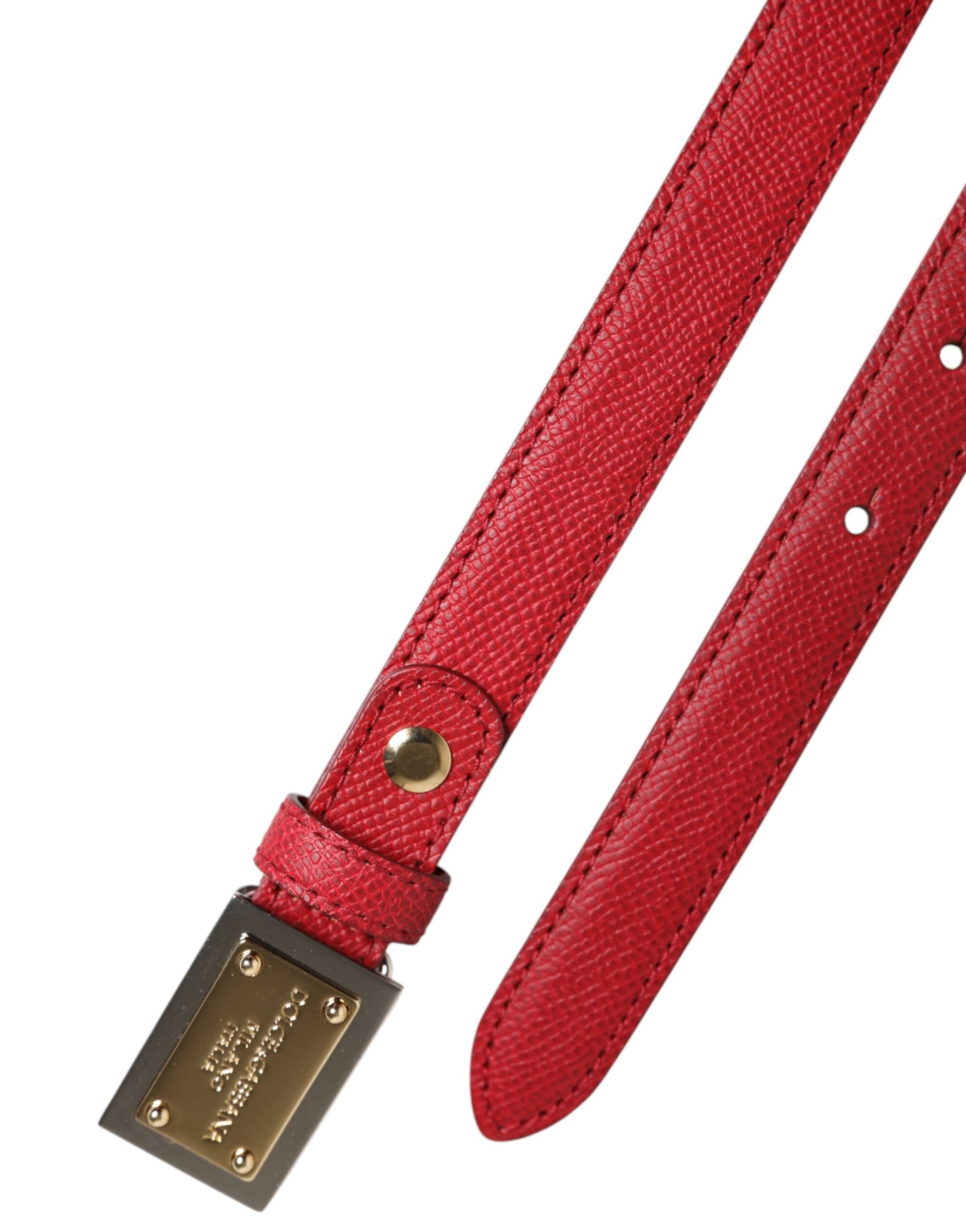Dolce &amp; Gabbana Cintura-Gürtel aus rotem Leder mit quadratischer Metallschnalle