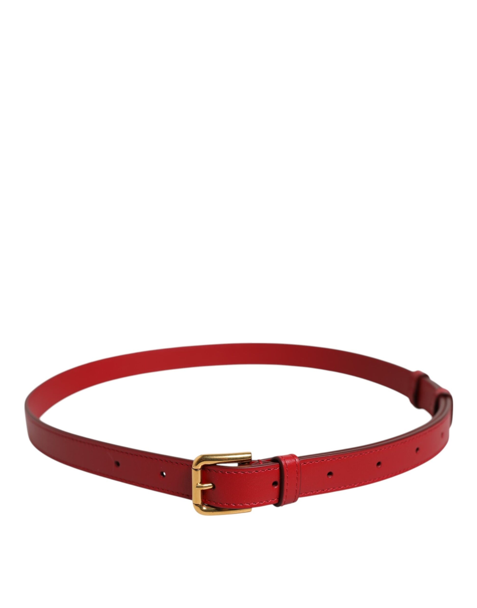 Dolce &amp; Gabbana – Roter Gürtel mit Metallschnalle und eingraviertem Logo
