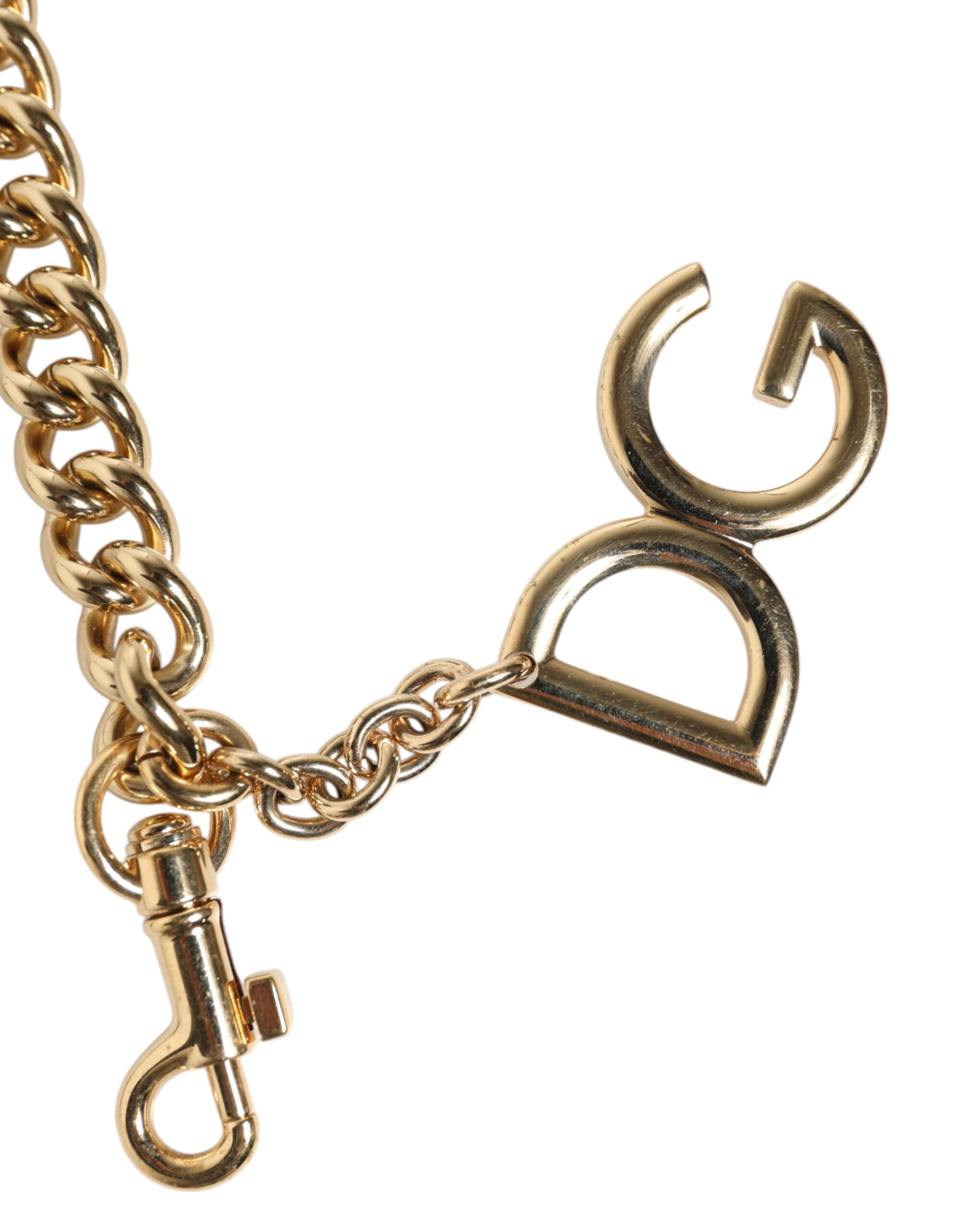 Bandoulière accessoire en laiton doré et chaîne léopard marron Dolce &amp; Gabbana