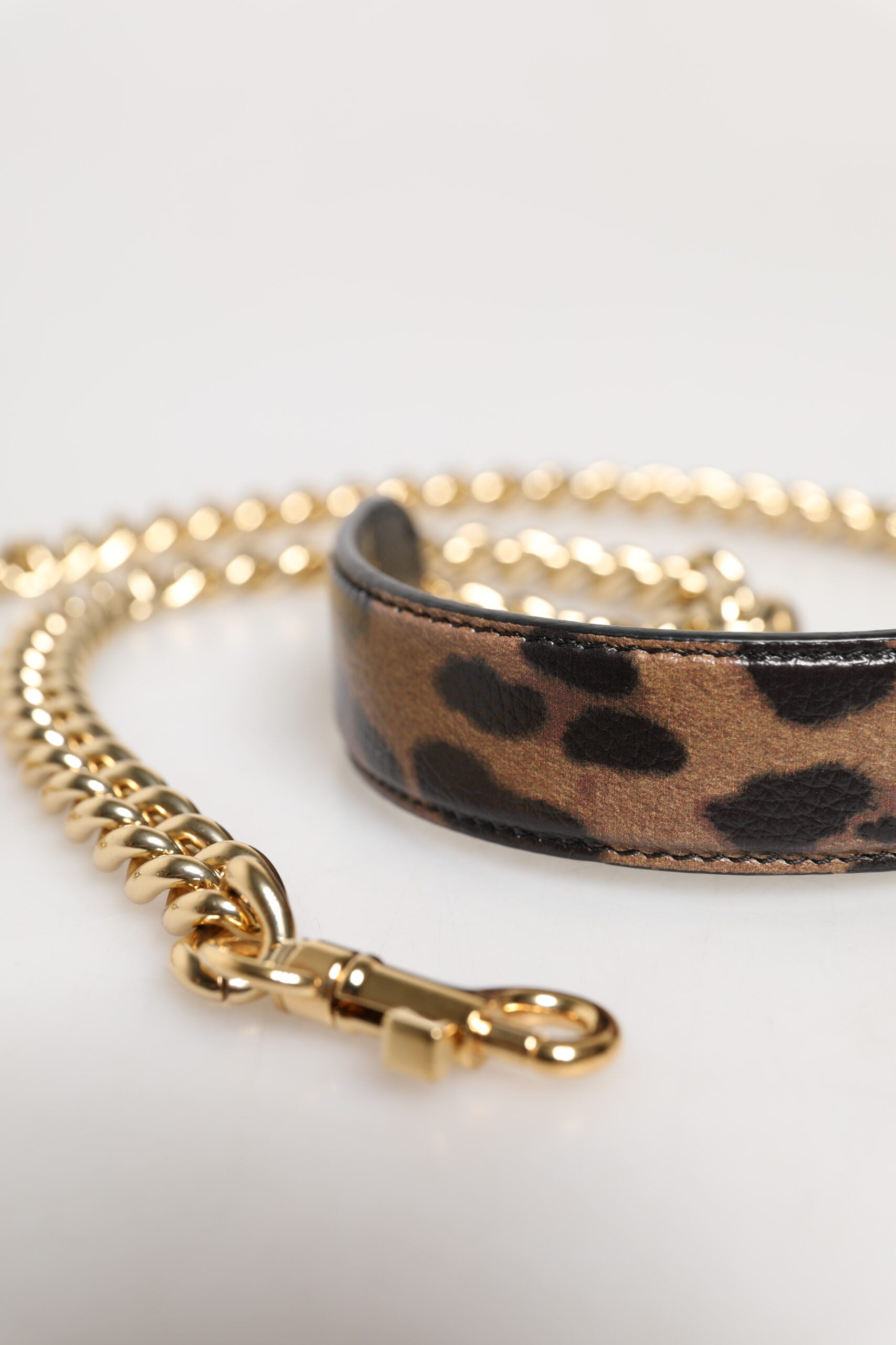 Bandoulière accessoire en laiton doré et chaîne léopard marron Dolce &amp; Gabbana