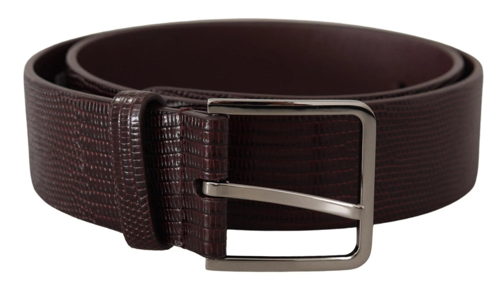 Ceinture Dolce &amp; Gabbana en cuir de veau marron foncé avec boucle en métal et logo argenté