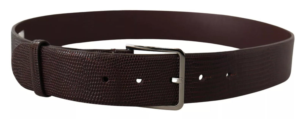 Ceinture Dolce &amp; Gabbana en cuir de veau marron foncé avec boucle en métal et logo argenté